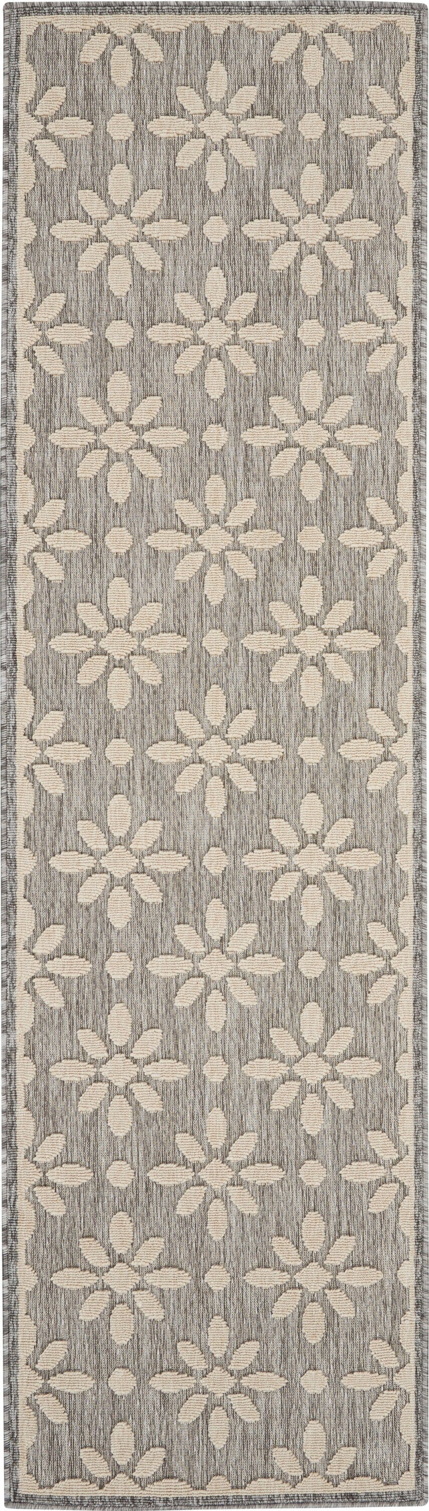 Nourison Cozumel 2'2" x 7'6" Grey Farmhouse Indoor/Outdoor Rug Rug Nourison