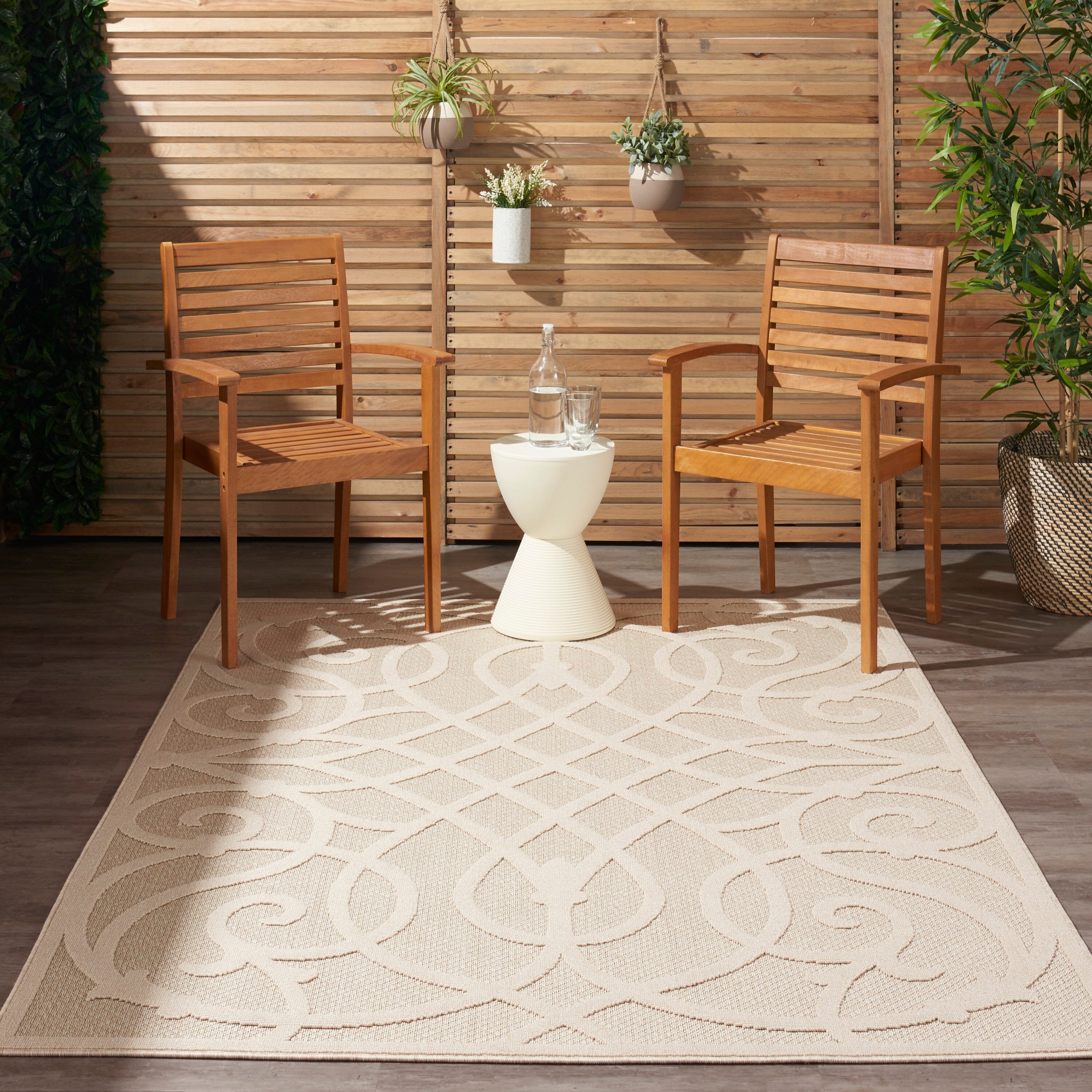 Nourison Cozumel 4' x 6' Cream Farmhouse Indoor/Outdoor Rug Rug Nourison