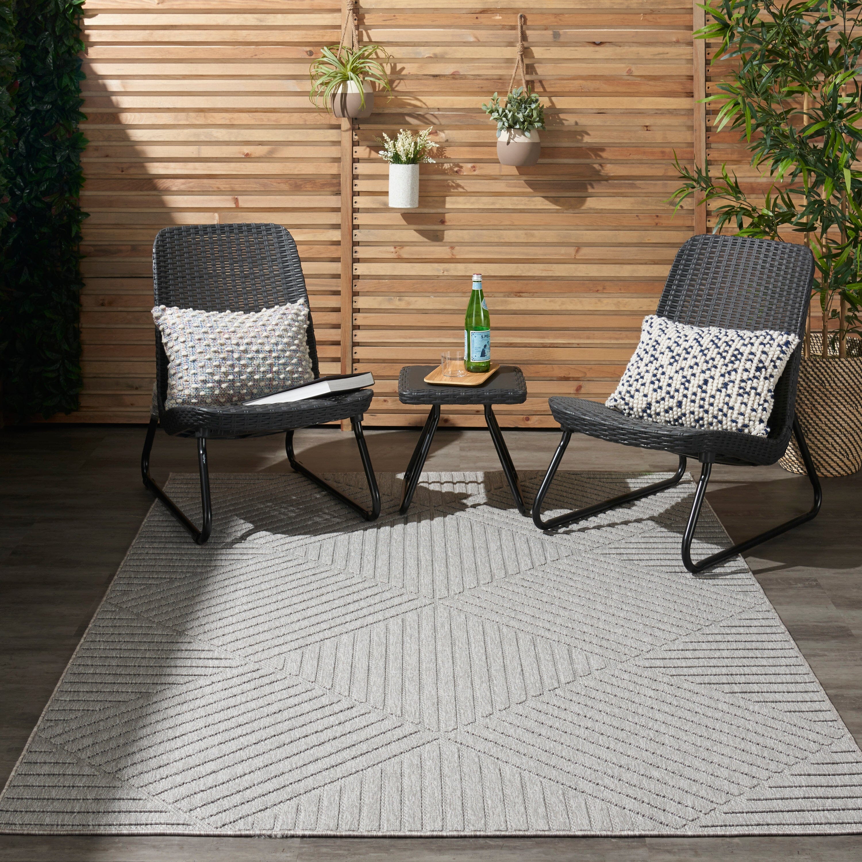 Nourison Cozumel 5'3" x 7'3" Light Grey Modern Indoor/Outdoor Rug Rug Nourison