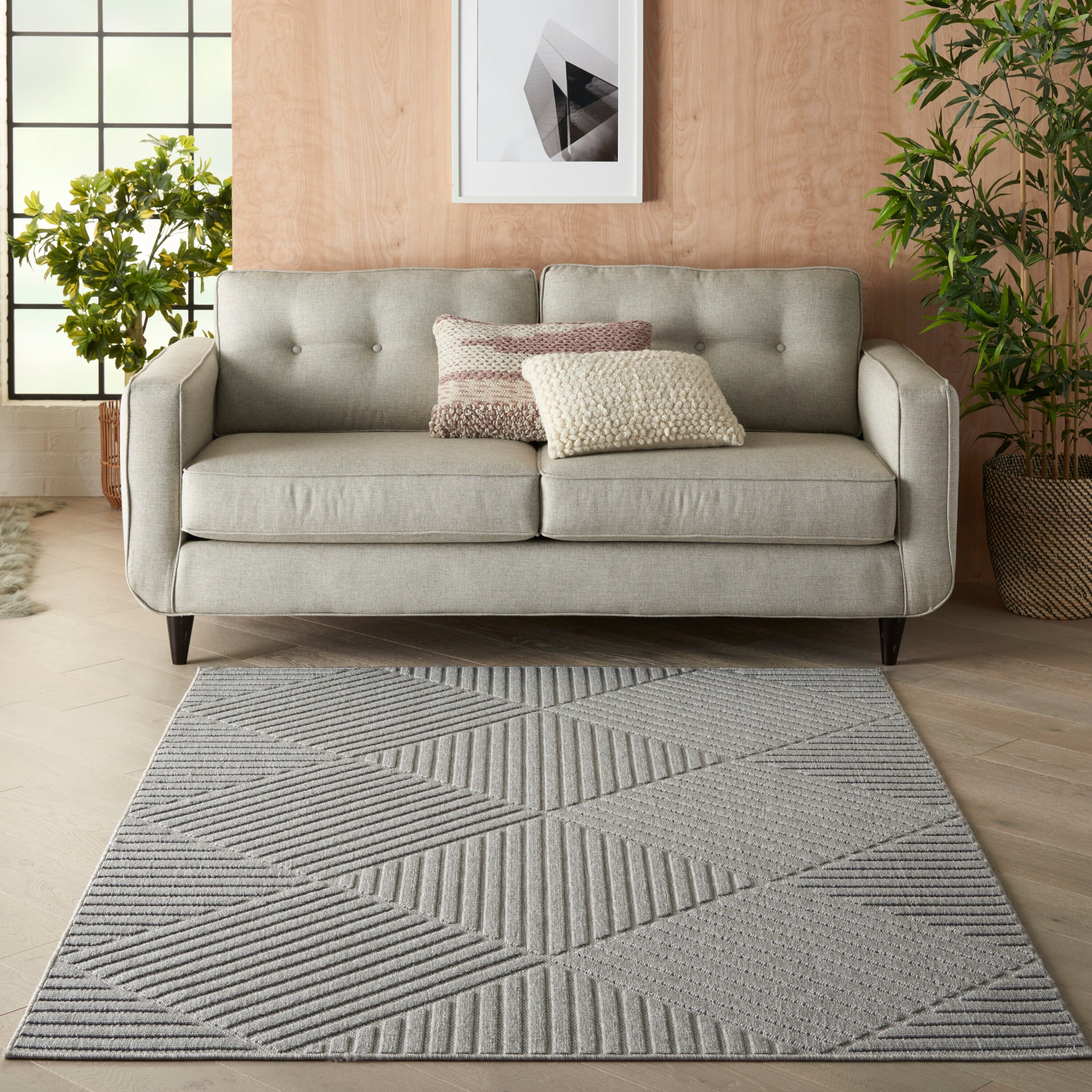 Nourison Cozumel 5'3" x 7'3" Light Grey Modern Indoor/Outdoor Rug Rug Nourison