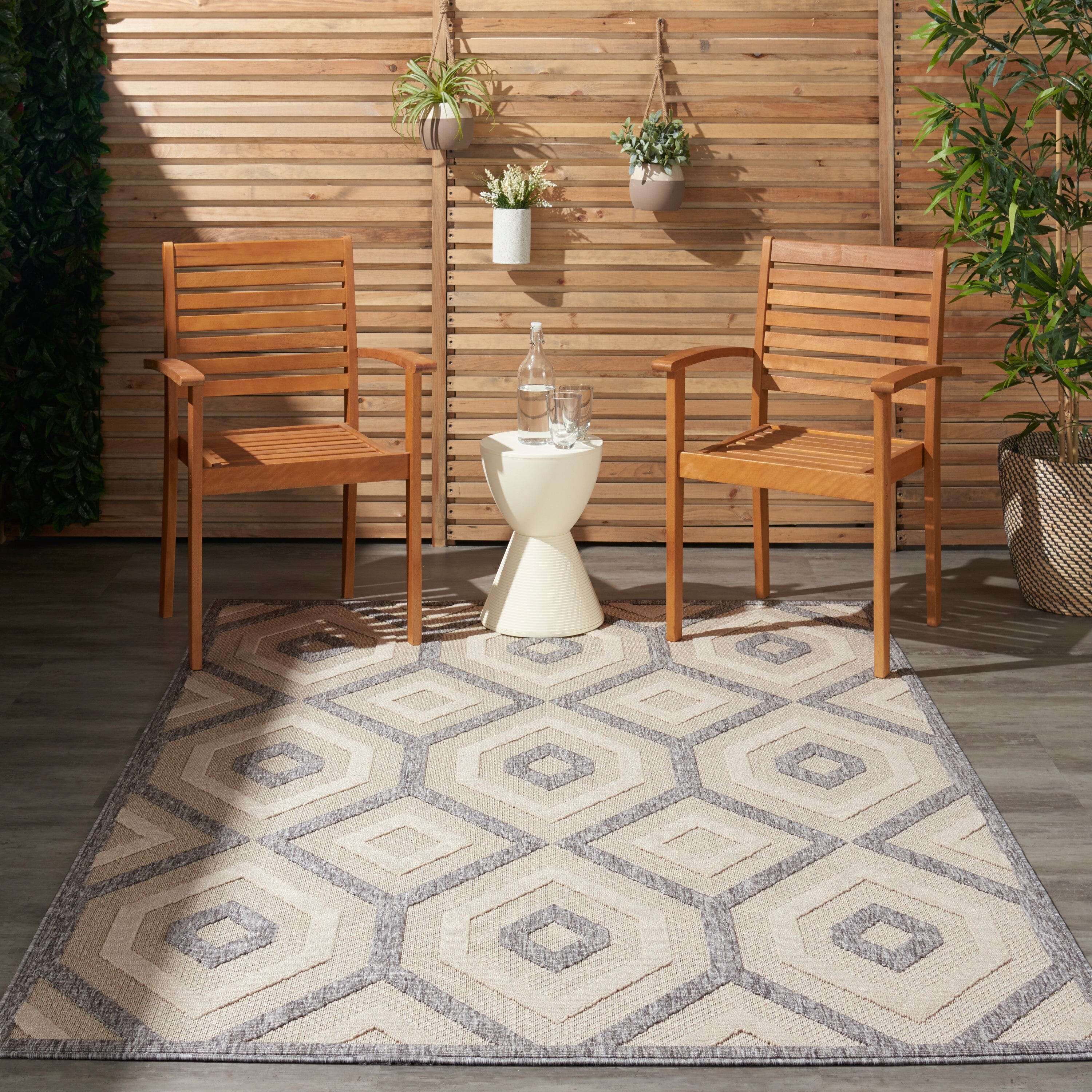 Nourison Cozumel 6' x 9' Cream Modern Indoor/Outdoor Rug Rug Nourison