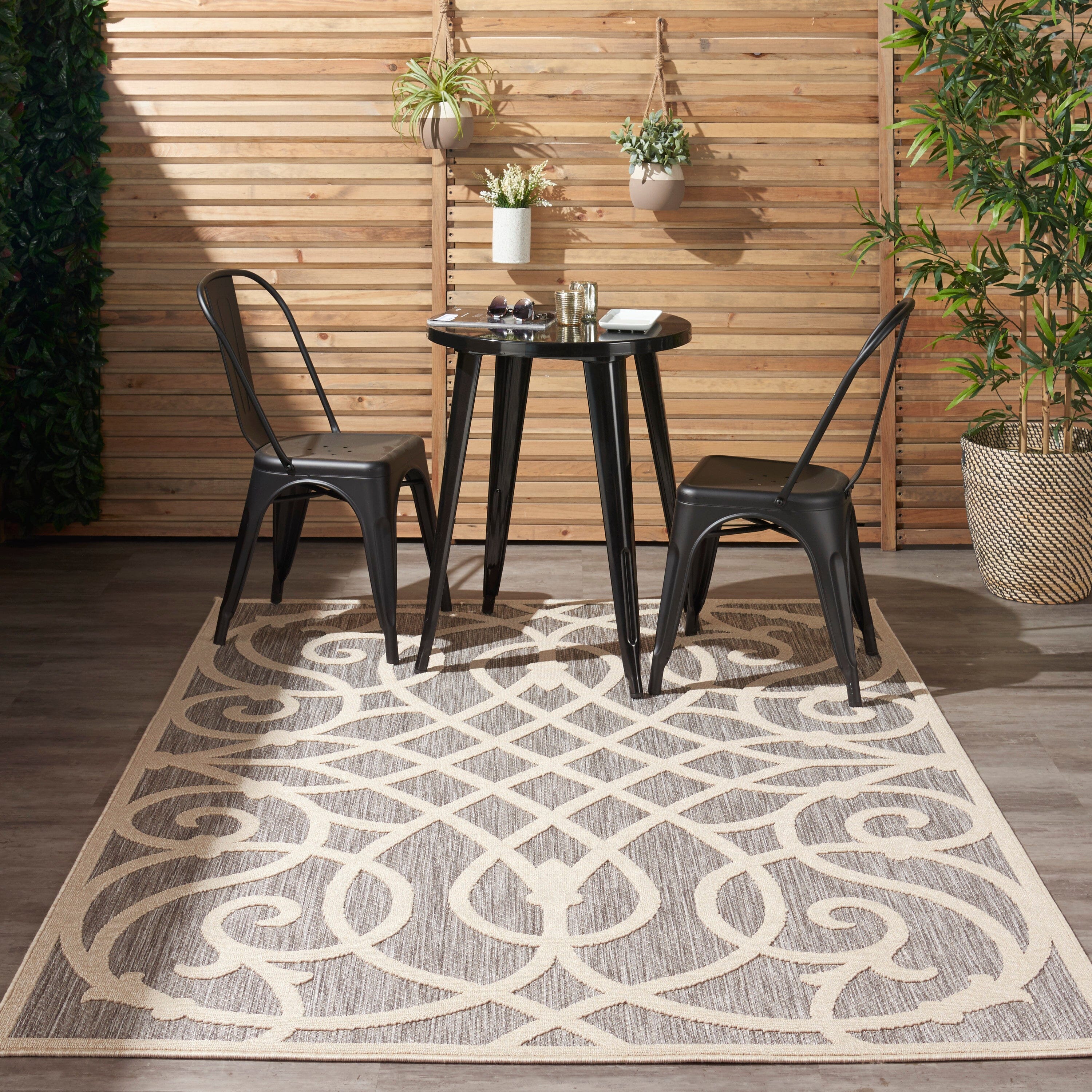 Nourison Cozumel 6' x 9' Grey Farmhouse Indoor/Outdoor Rug Rug Nourison