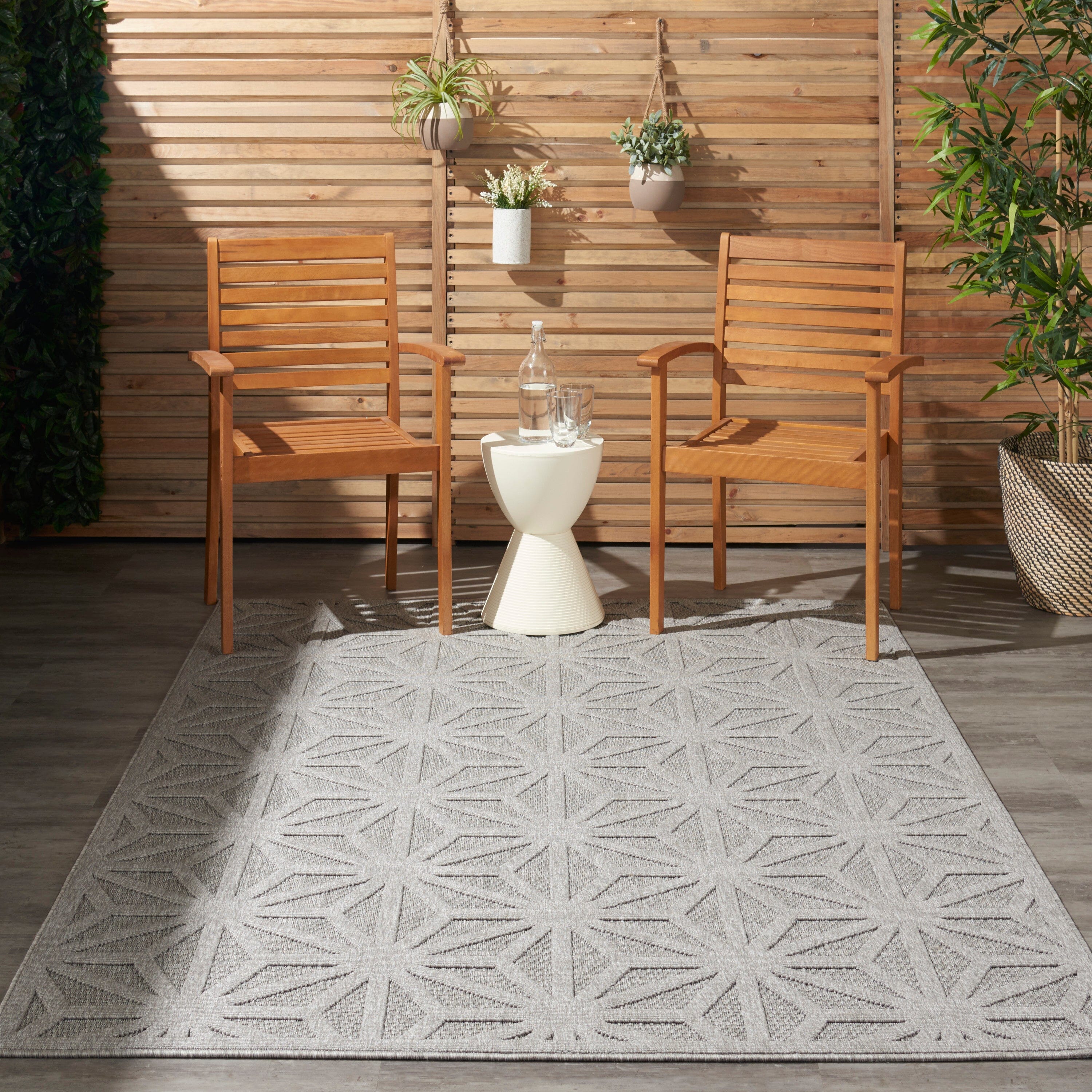 Nourison Cozumel 6' x 9' Light Grey Modern Indoor/Outdoor Rug Rug Nourison