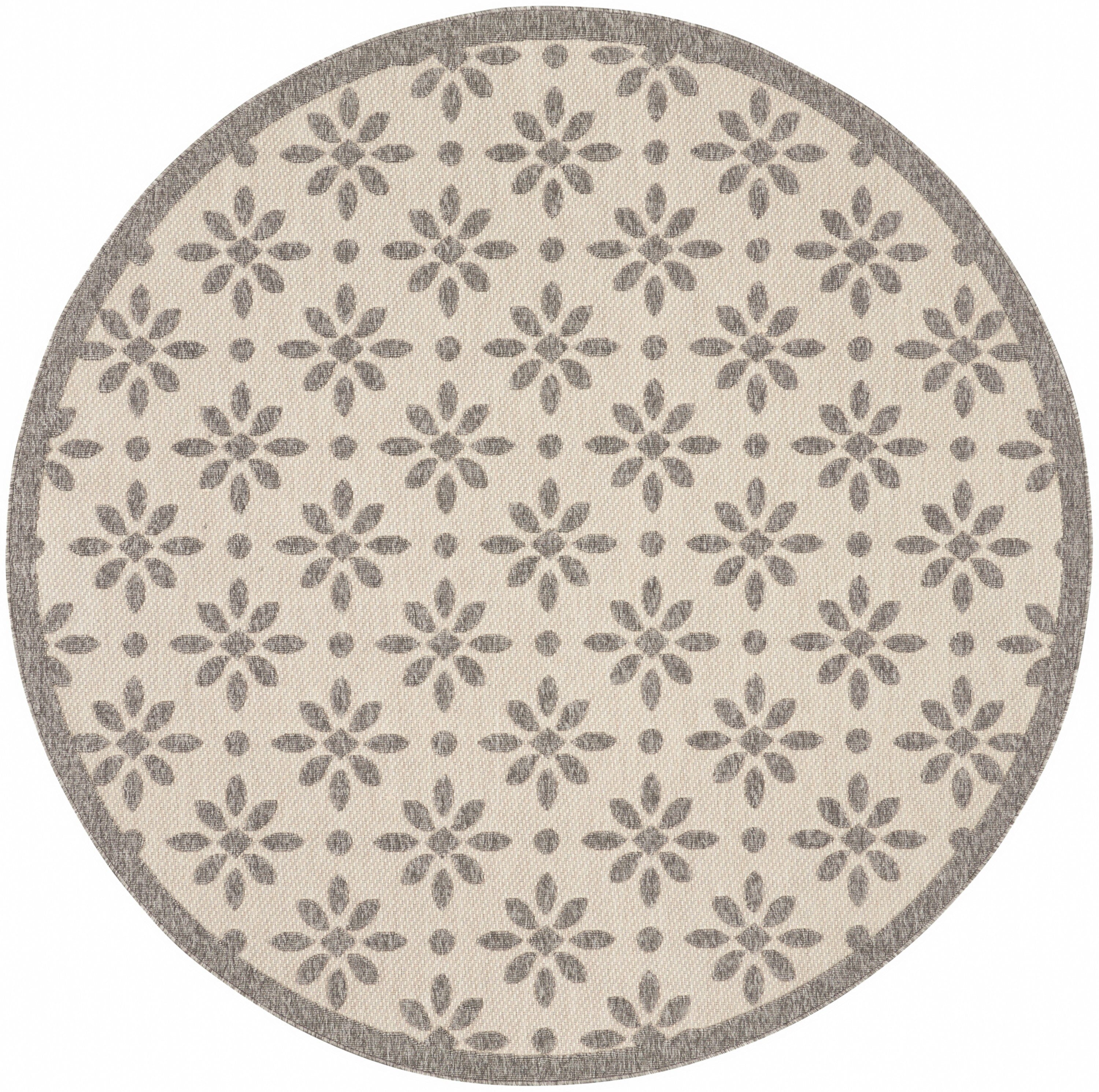 Nourison Cozumel 7’10” x Round Cream Farmhouse Indoor/Outdoor Rug Rug Nourison