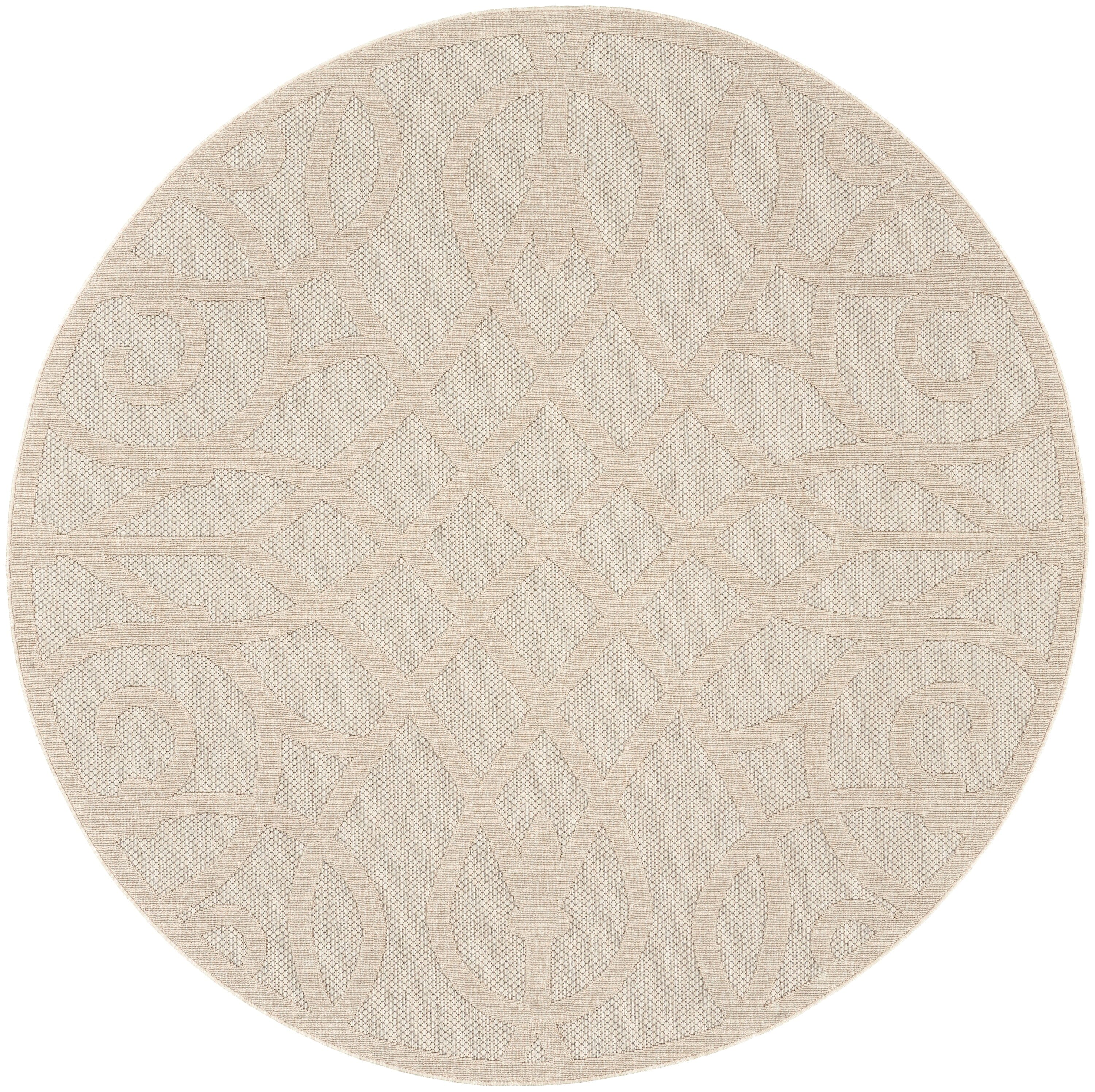 Nourison Cozumel 7’10” x Round Cream Farmhouse Indoor/Outdoor Rug Rug Nourison