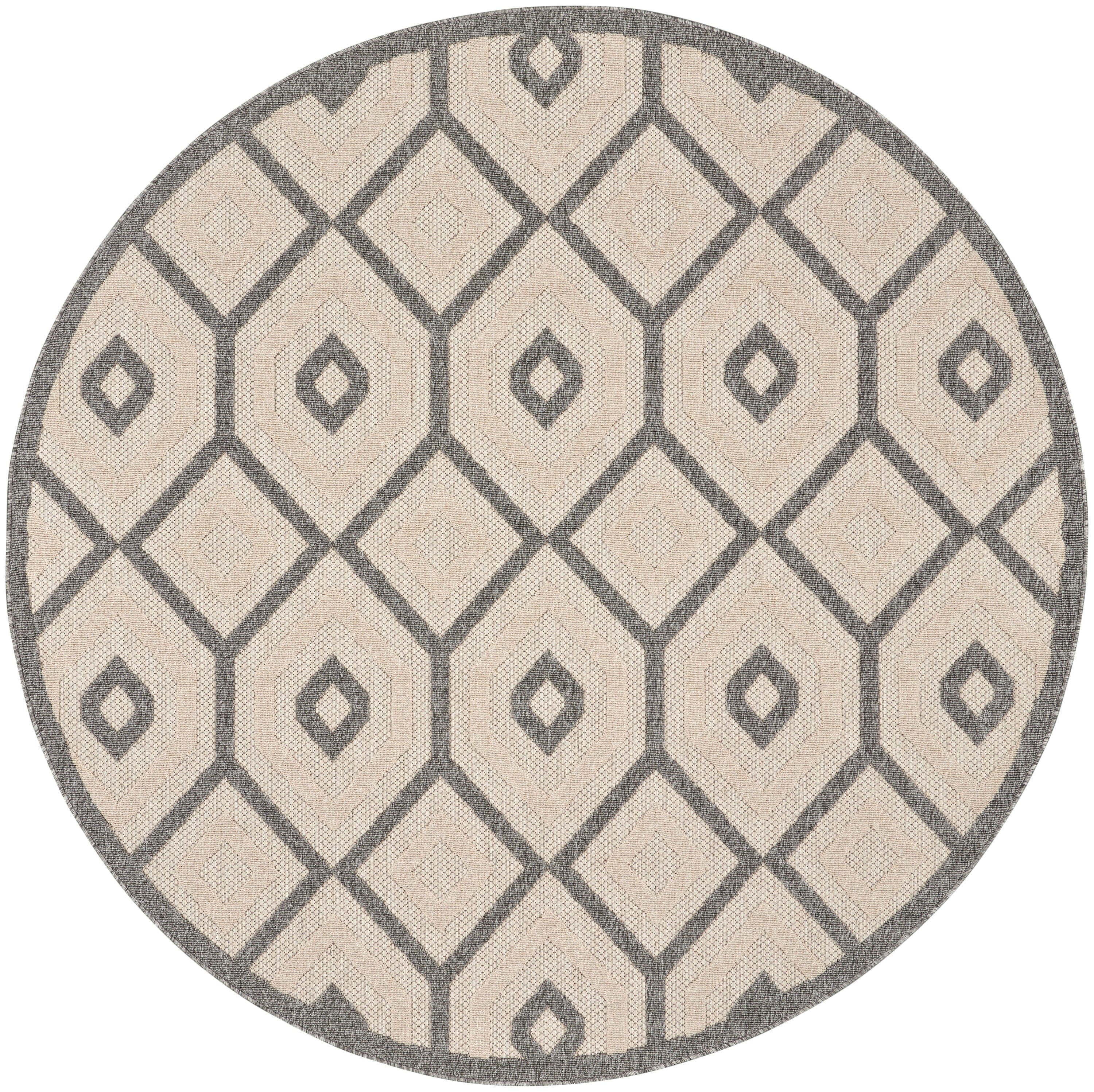 Nourison Cozumel 7’10” x Round Cream Modern Indoor/Outdoor Rug Rug Nourison