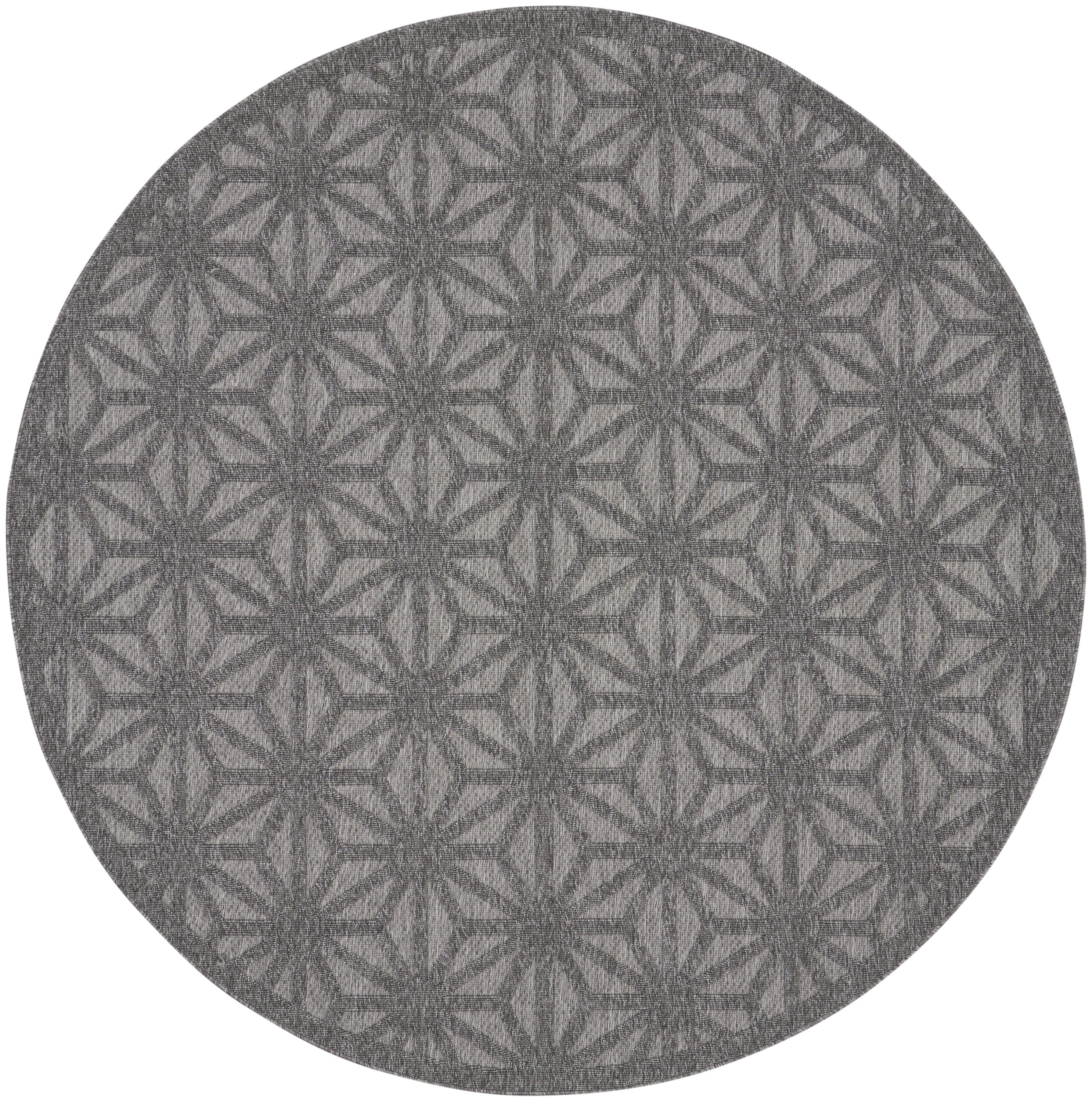 Nourison Cozumel 7’10” x Round Dark Grey Modern Indoor/Outdoor Rug Rug Nourison