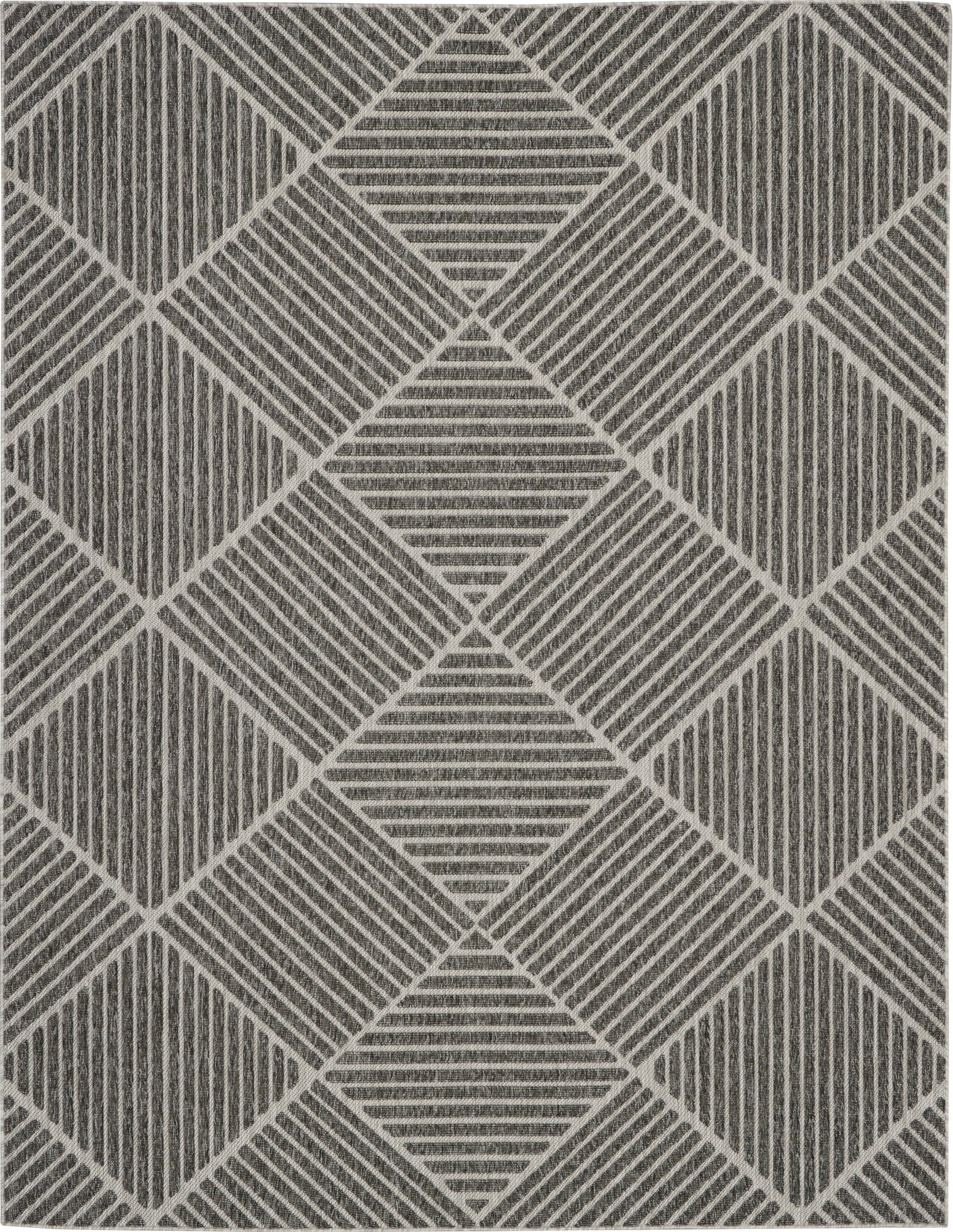 Nourison Cozumel 8'10" x 11'10" Dark Grey Modern Indoor/Outdoor Rug Rug Nourison