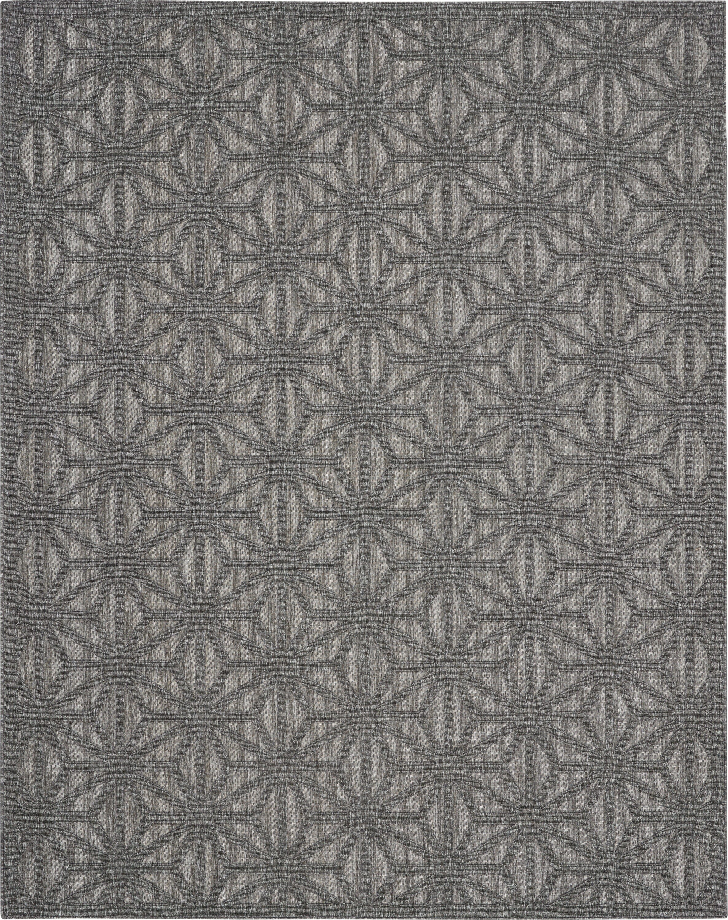 Nourison Cozumel 8'10" x 11'10" Dark Grey Modern Indoor/Outdoor Rug Rug Nourison