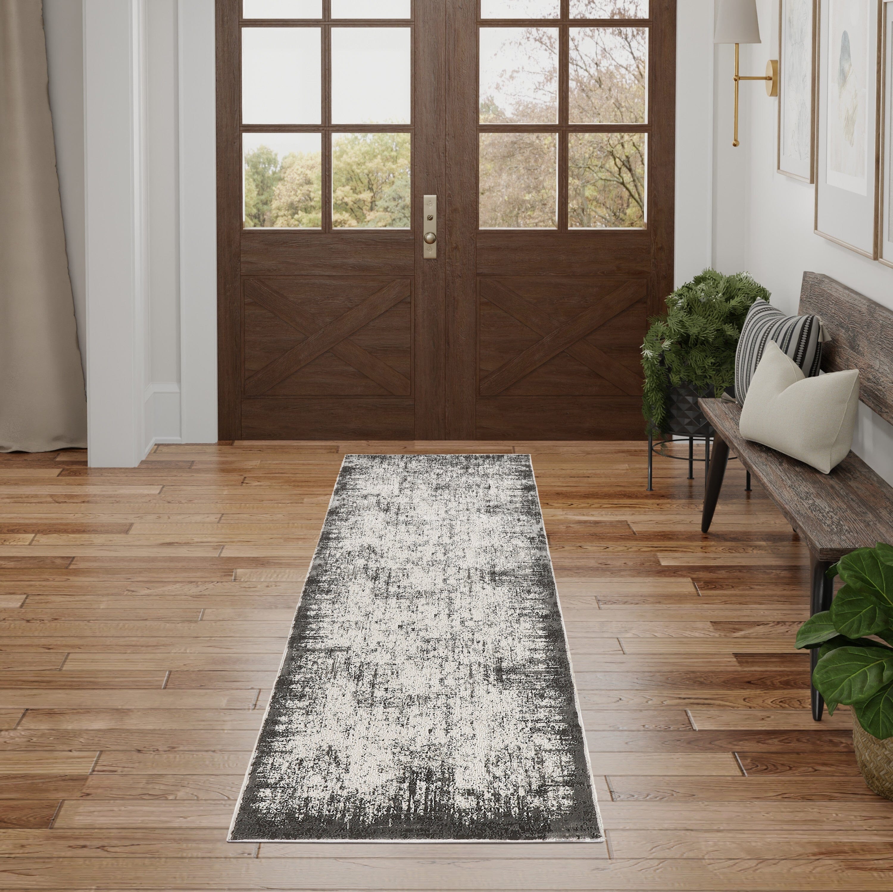 Nourison Desire 2'3" x 7'6" Grey/Ivory Modern Indoor Rug Rug Nourison