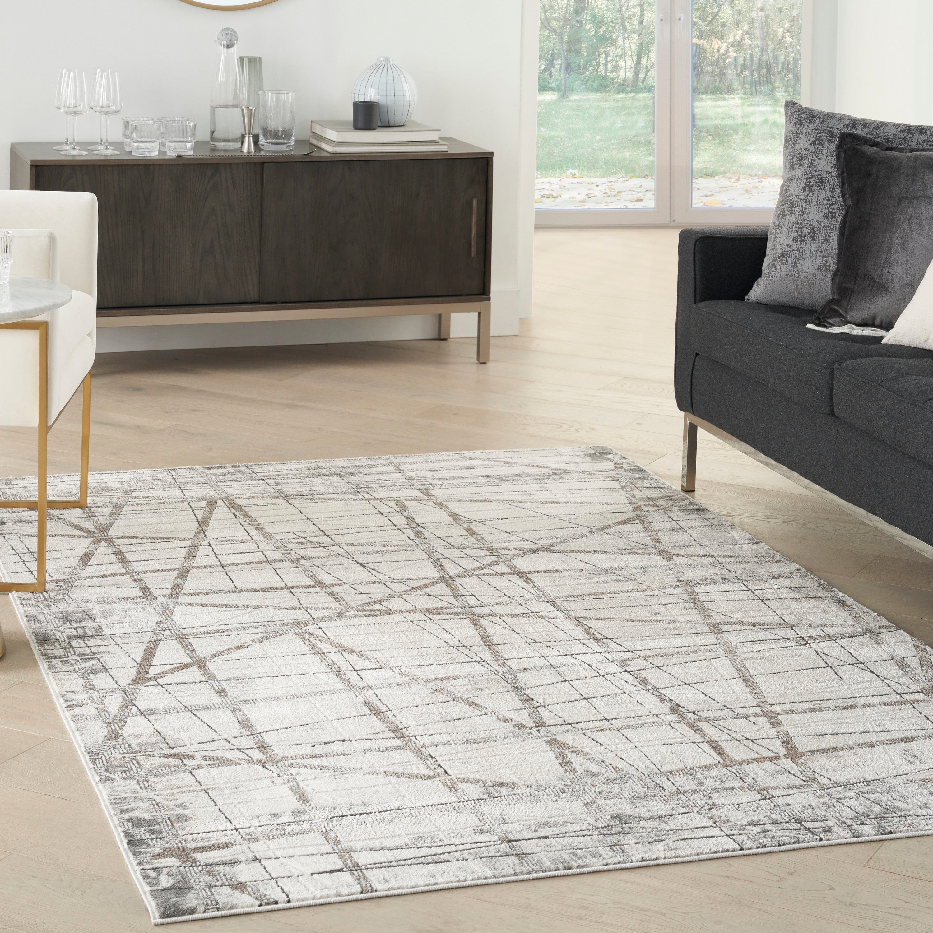 Nourison Desire 3'11" x 5'11" Grey Silver Modern Indoor Rug Rug Nourison