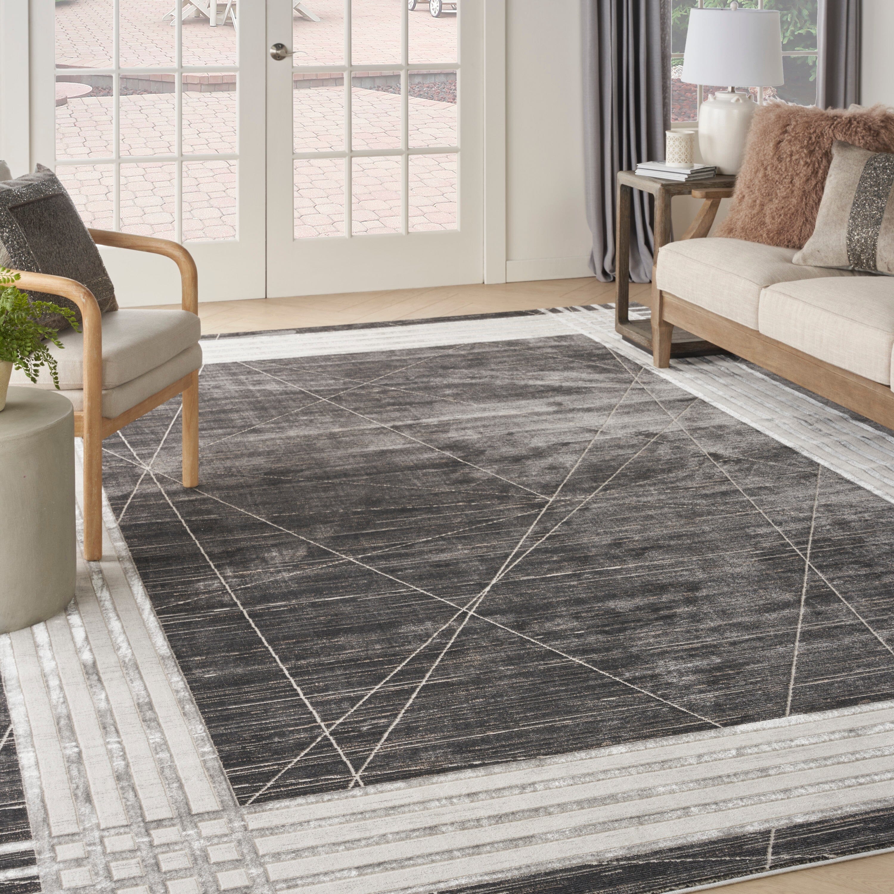 Nourison Desire 7'10" x 9'10" Charcoal Silver Modern Indoor Rug Rug Nourison