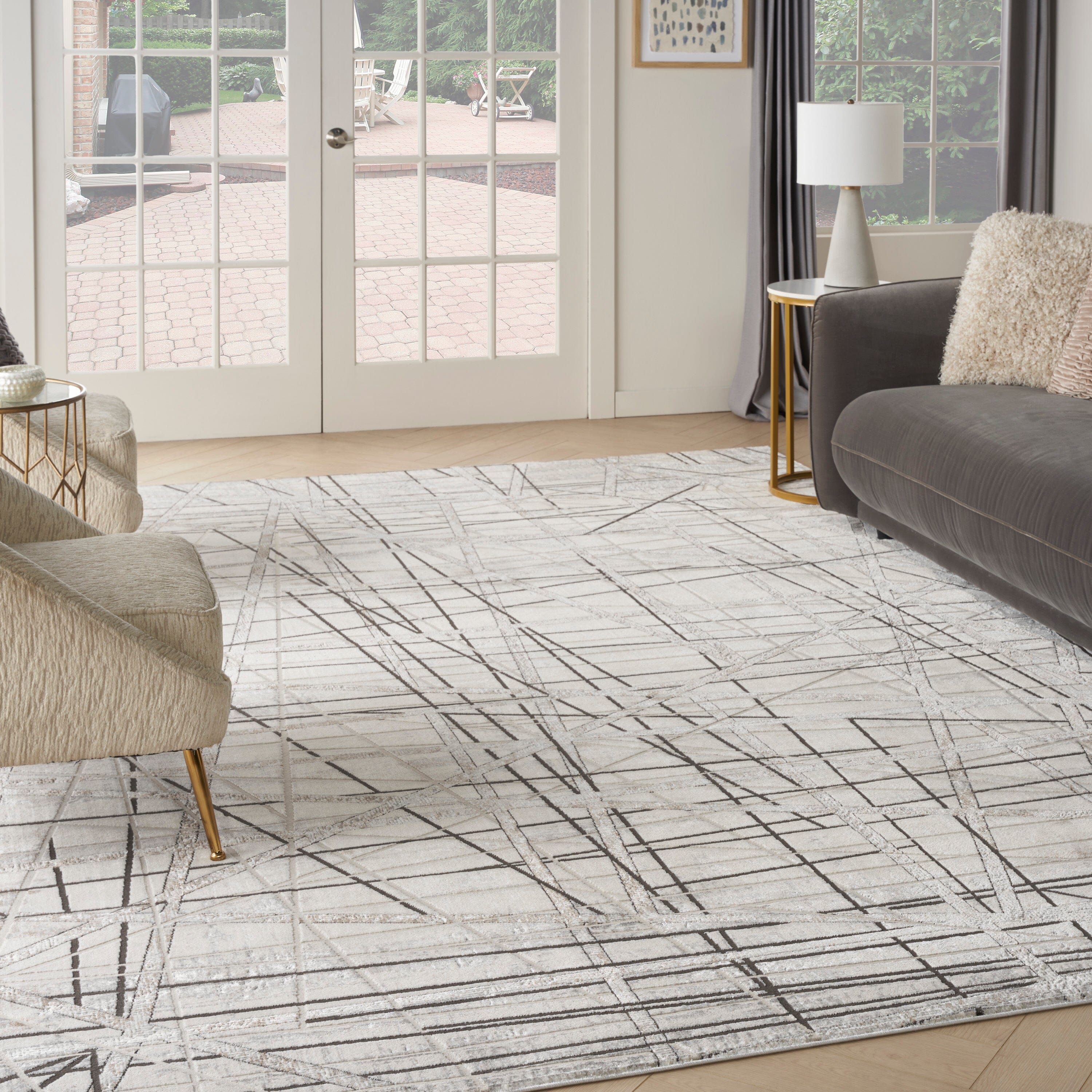 Nourison Desire 7'10" x 9'10" Grey Silver Modern Indoor Rug Rug Nourison