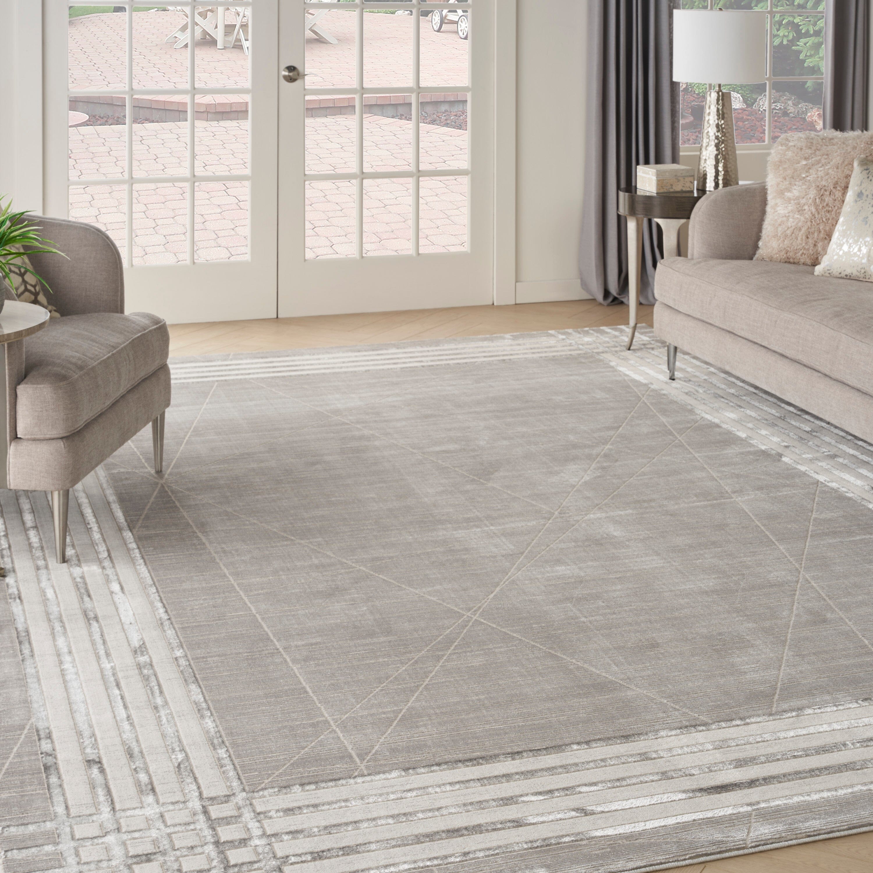 Nourison Desire 7'10" x 9'10" Grey Silver Modern Indoor Rug Rug Nourison