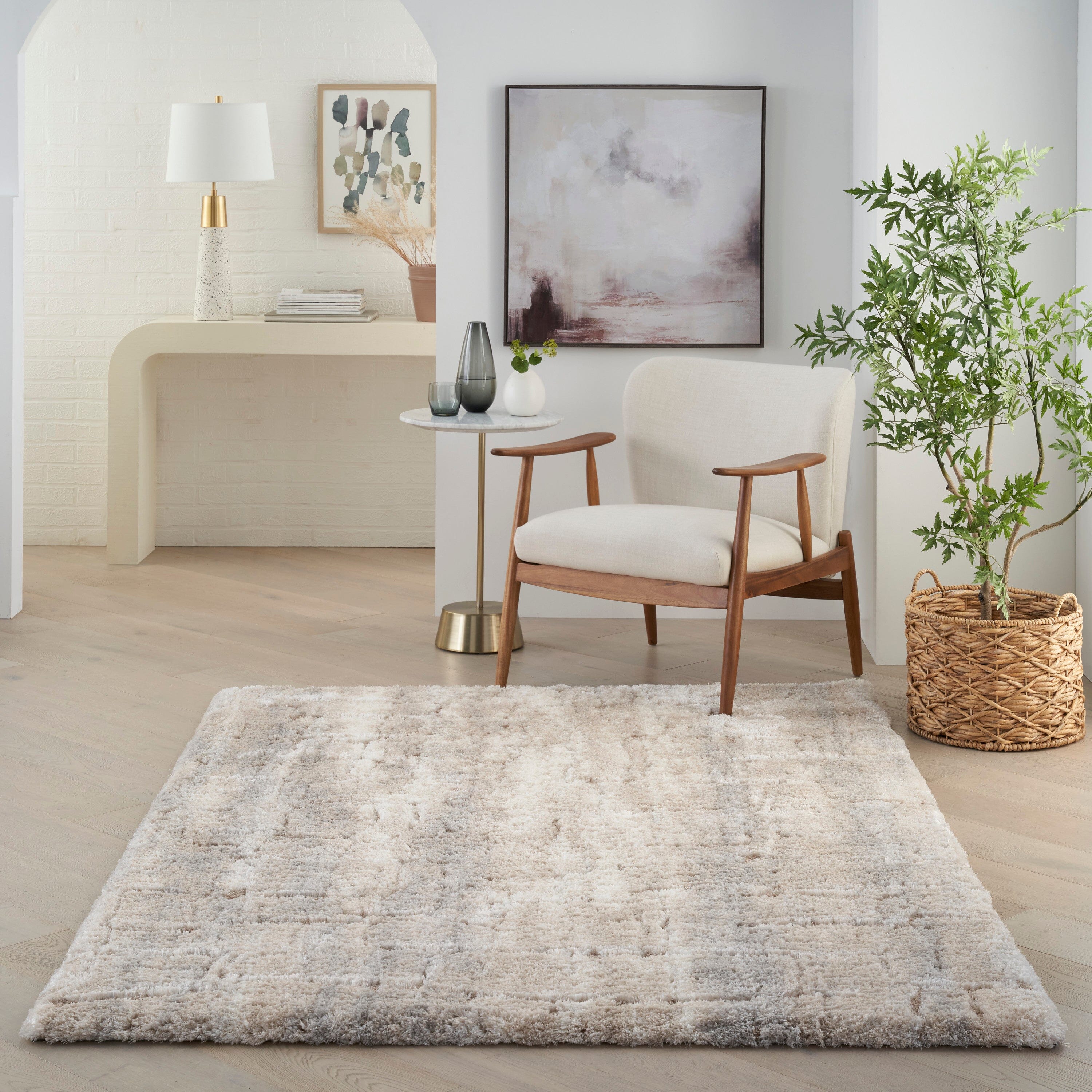 Nourison Dreamy Shag 4' x 6' Ivory Beige Shag Indoor Rug Rug Nourison