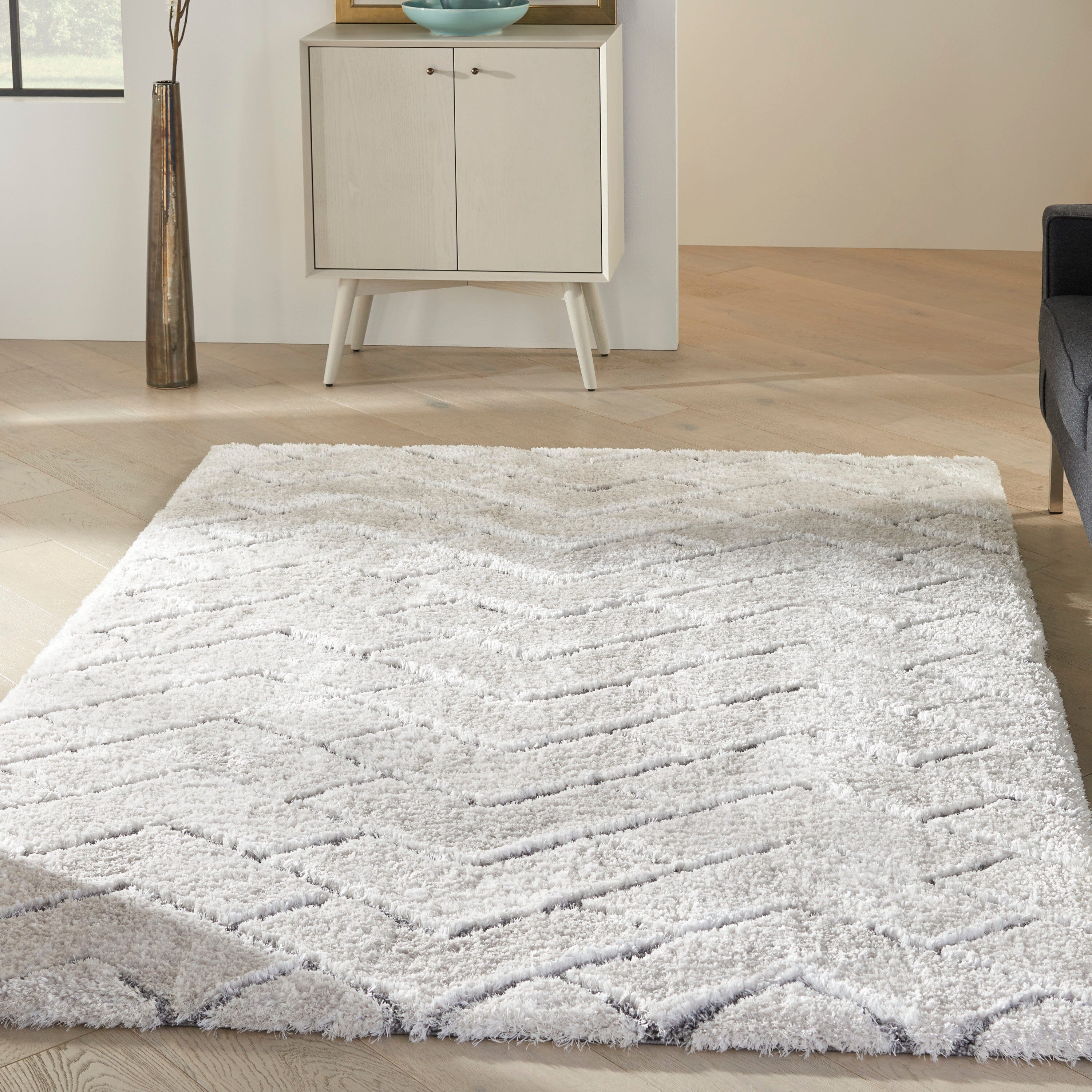 Nourison Dreamy Shag 4' x 6' Ivory/Grey Shag Indoor Rug Rug Nourison