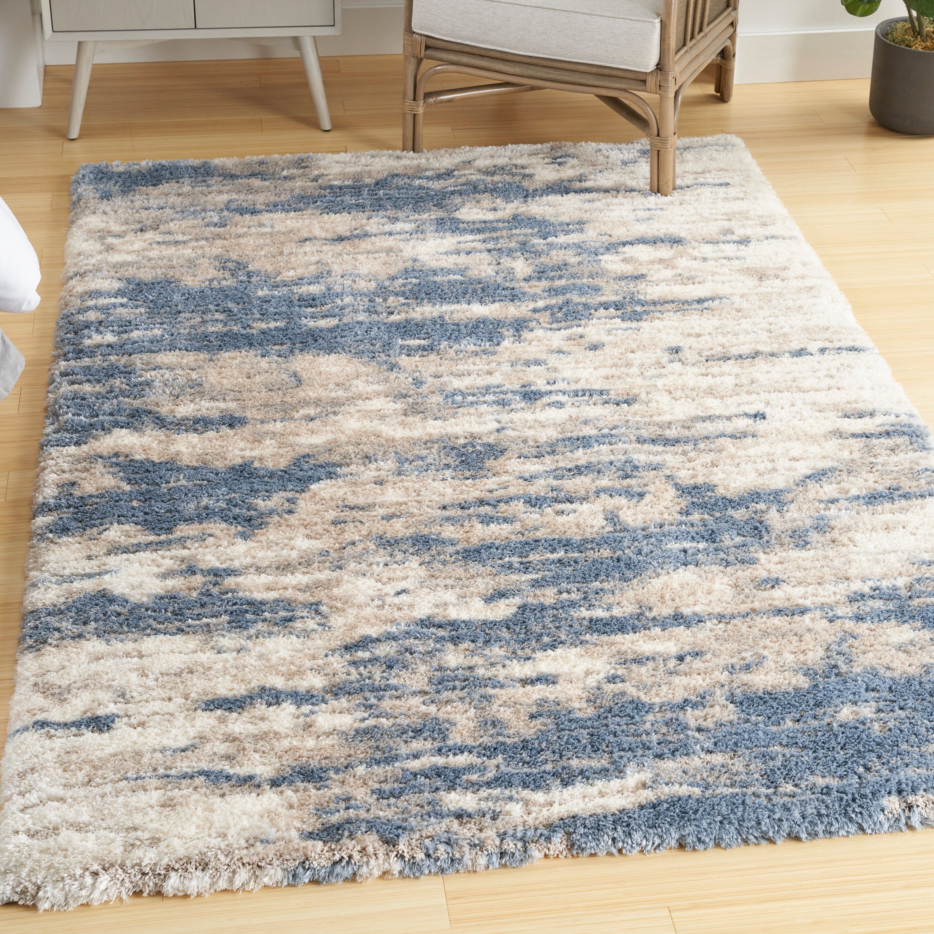 Nourison Dreamy Shag 4' x 6' Light Blue Grey Shag Indoor Rug Rug Nourison