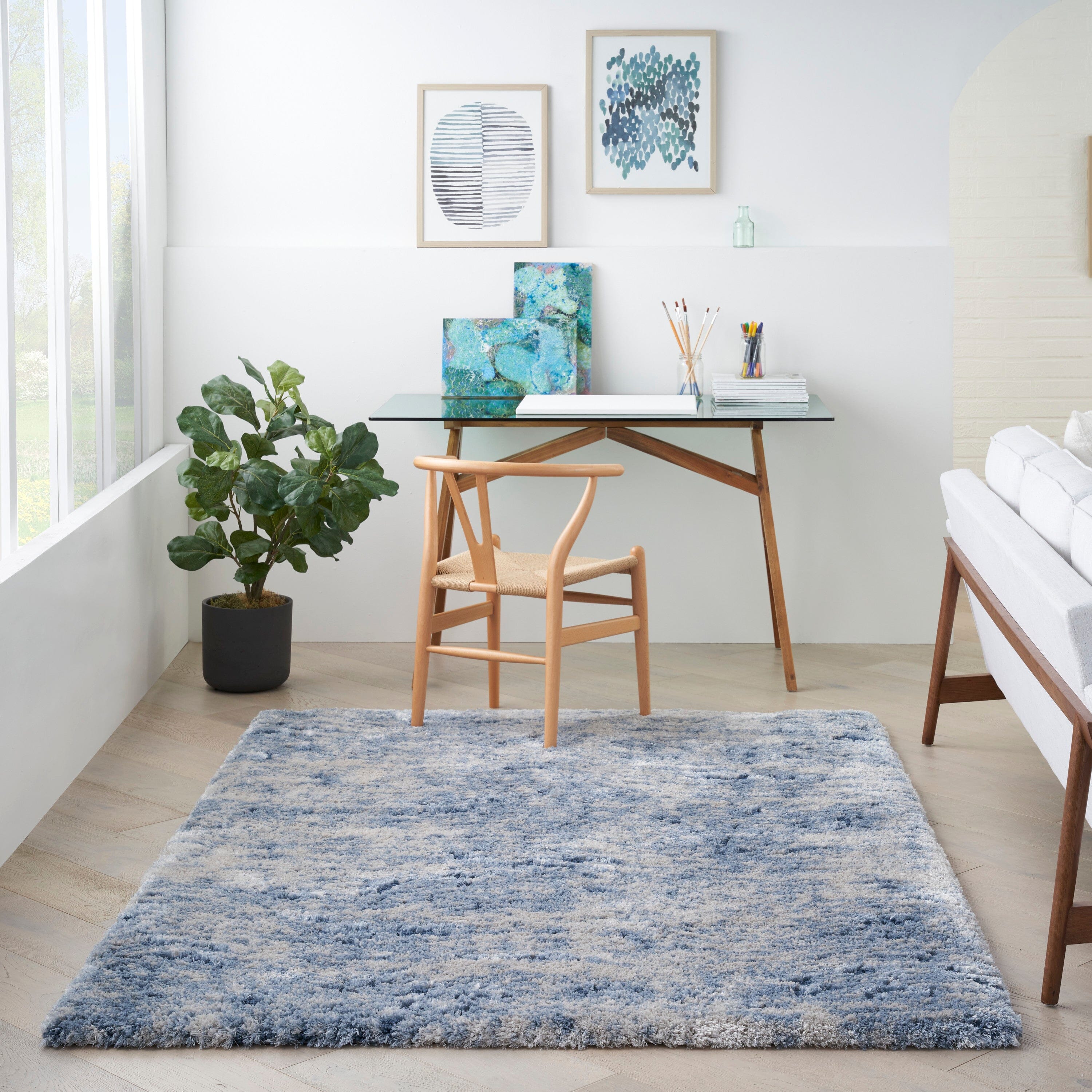 Nourison Dreamy Shag 4' x 6' Light Blue Shag Indoor Rug Rug Nourison