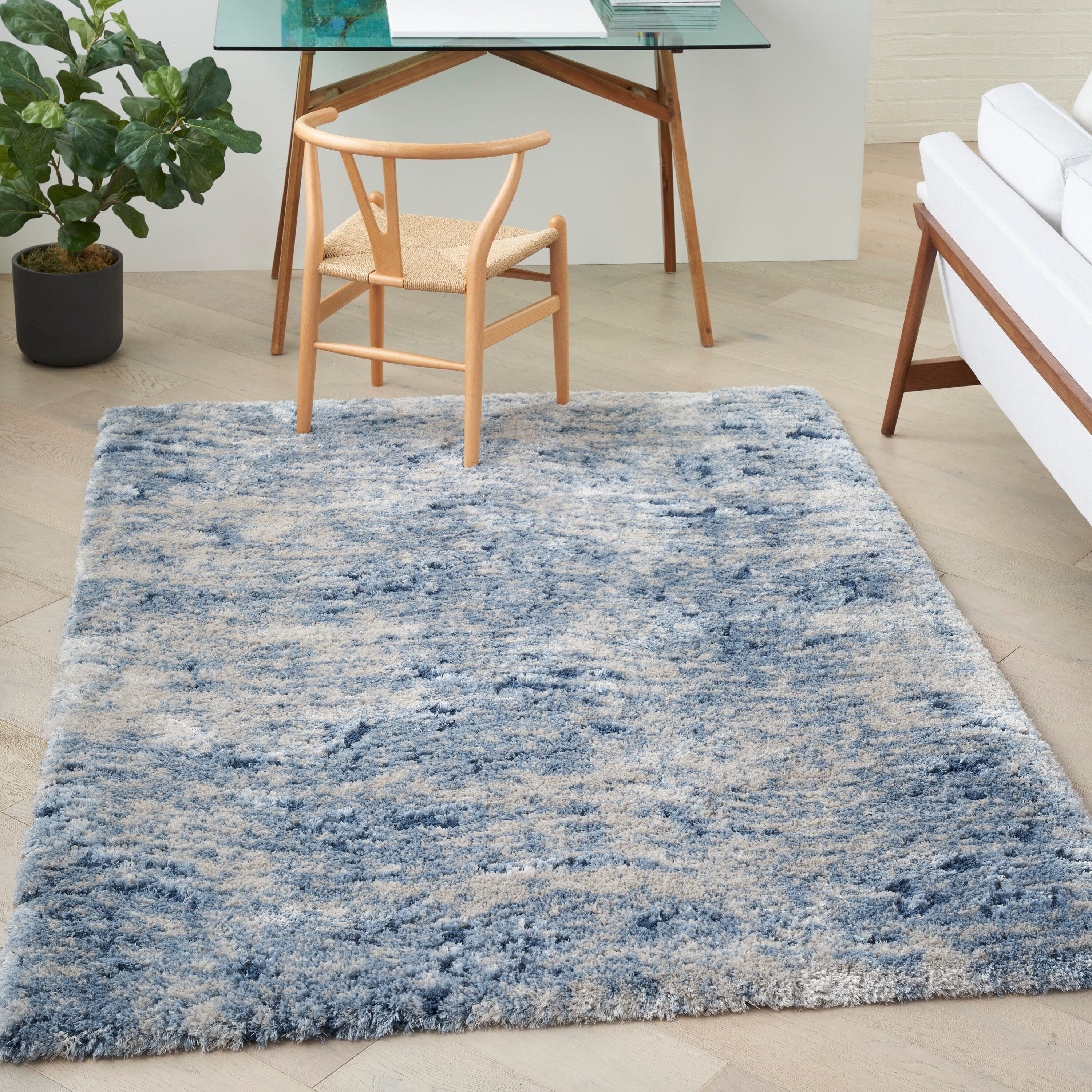 Nourison Dreamy Shag 4' x 6' Light Blue Shag Indoor Rug Rug Nourison