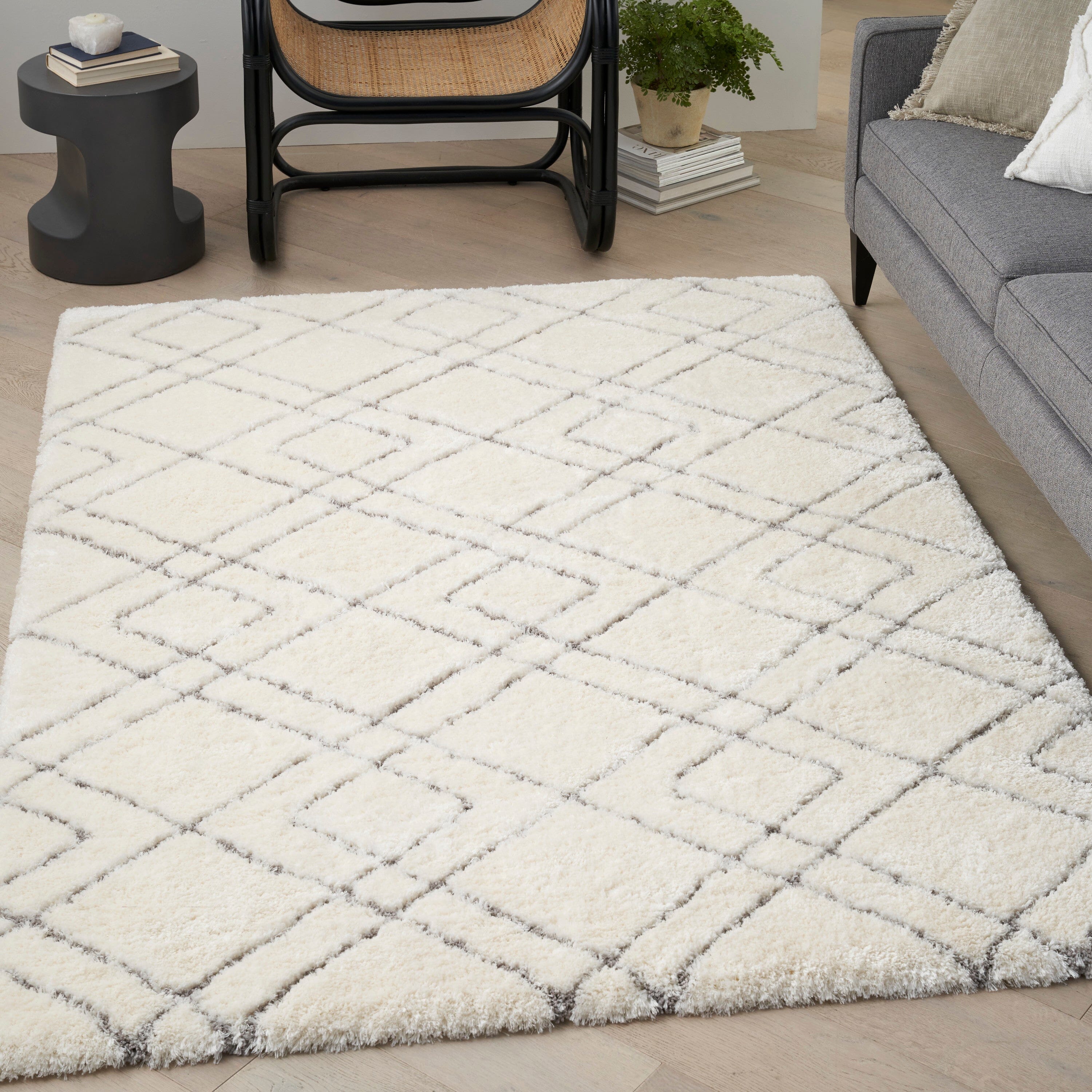 Nourison Dreamy Shag 5'3" x 7'3" Ivory Shag Indoor Rug Rug Nourison