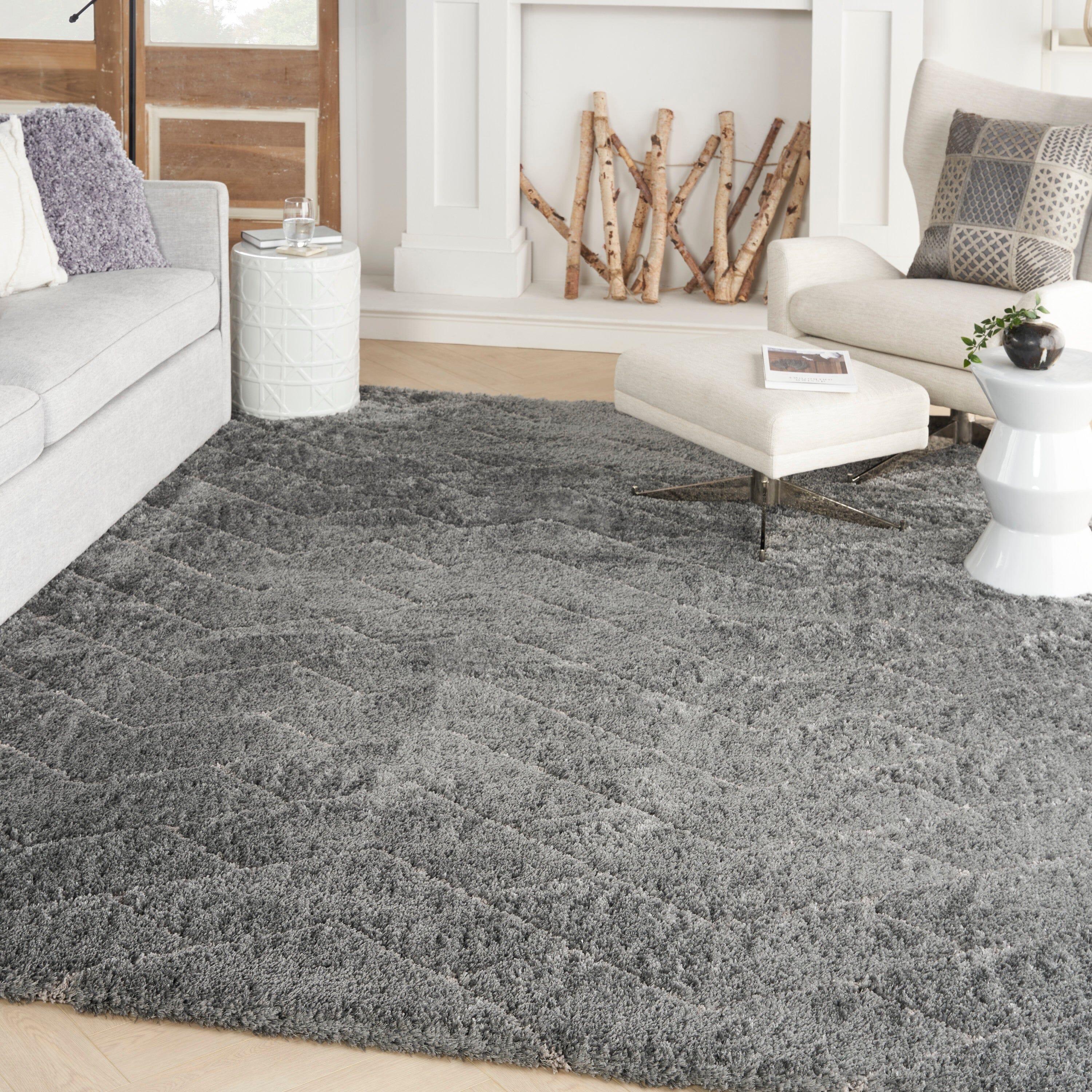 Nourison Dreamy Shag 7'10" x 9'10" Grey Shag Indoor Rug Rug Nourison