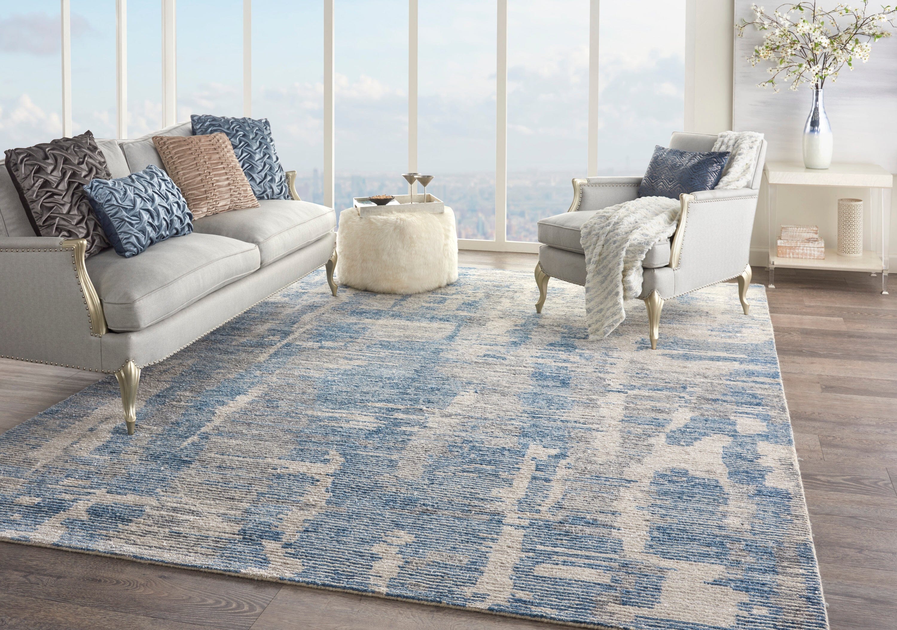 Nourison Ellora 9'9" x 13'9" Blue Modern Indoor Rug Rug Nourison