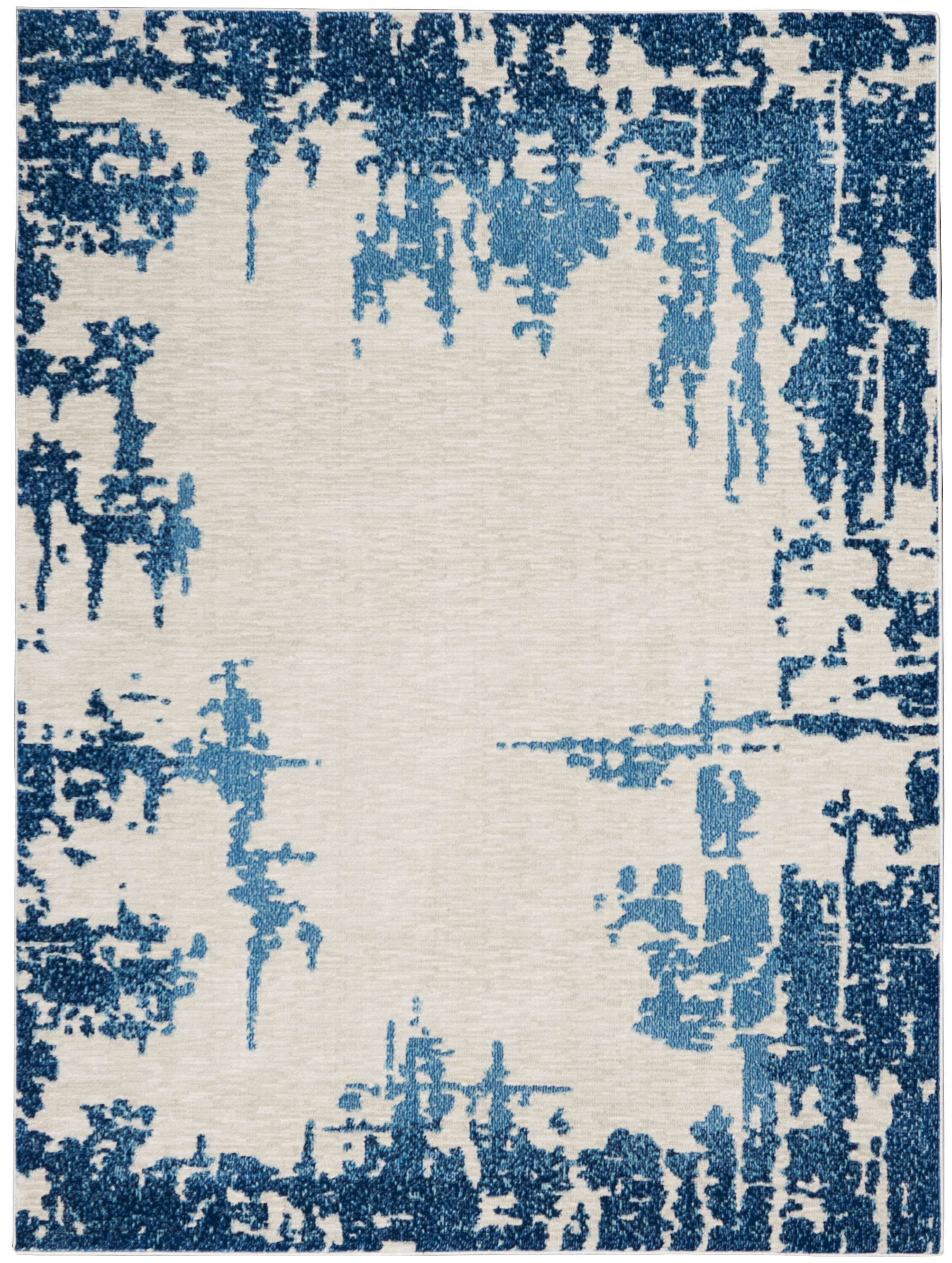 Nourison Etchings 4' x 6' Ivory/Blue Modern Indoor Rug Rug Nourison