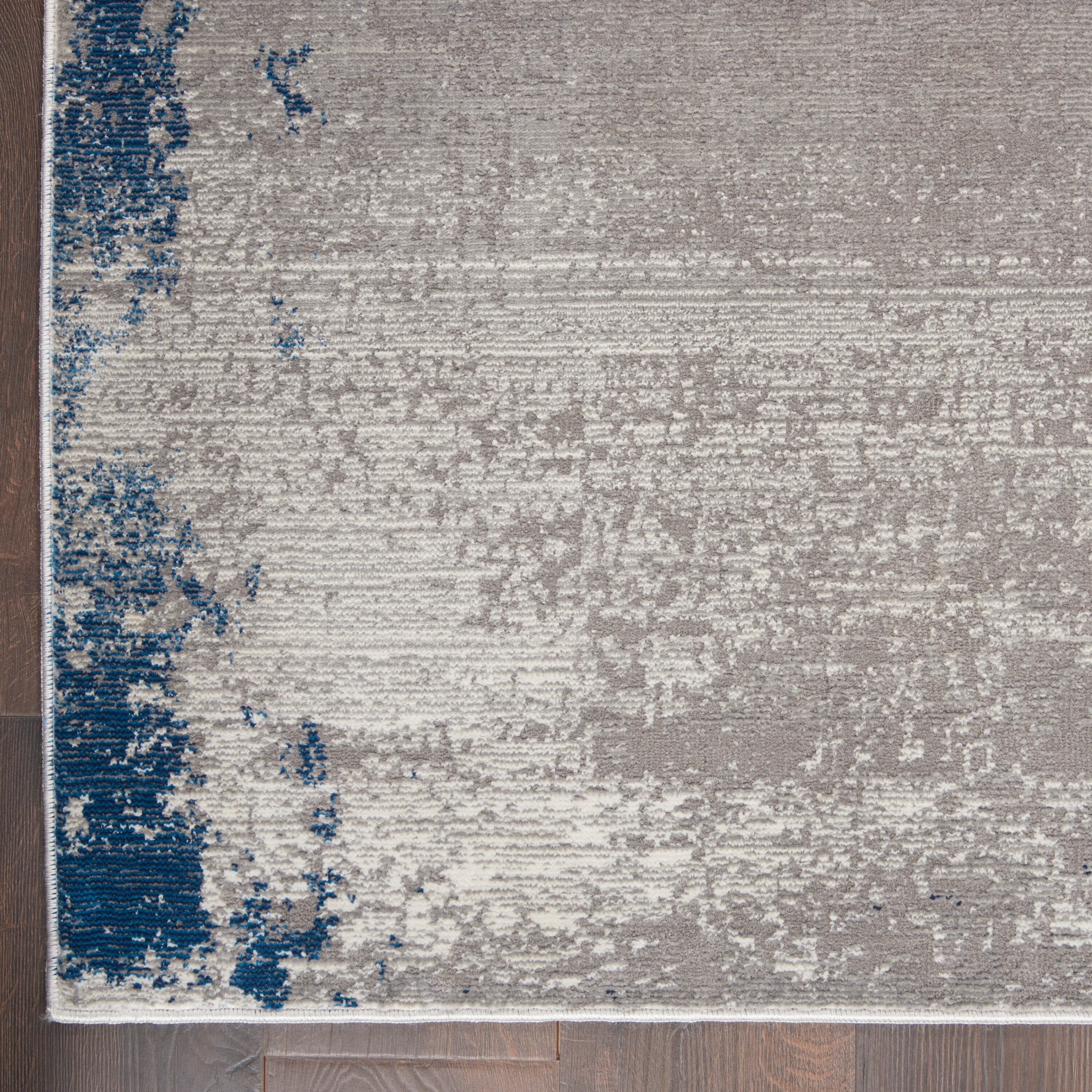 Nourison Etchings 8' x 10' Grey/Navy Modern Indoor Rug Rug Nourison