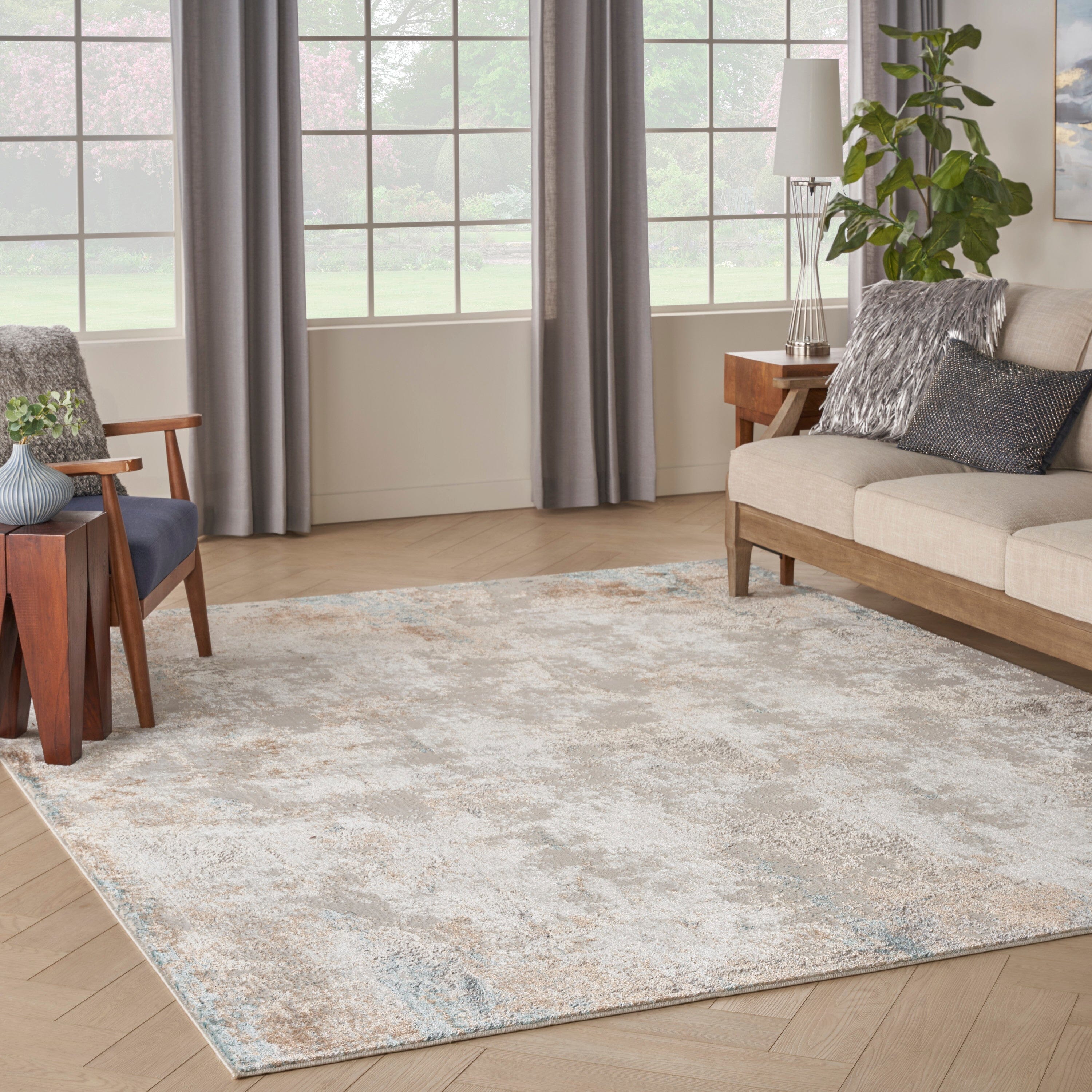 Nourison Glitz 7'10" x 9'10" Taupe/Multi Modern Indoor Rug Rug Nourison