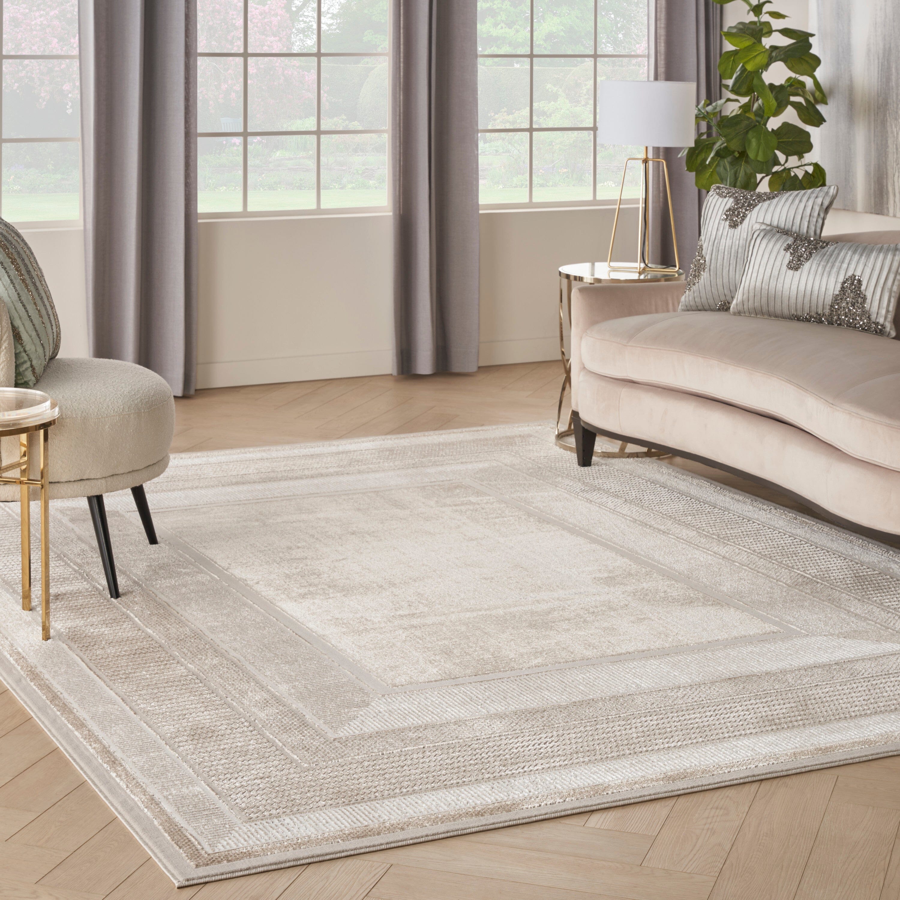 Nourison Glitz 9' x 12' Ivory Modern Indoor Rug Rug Nourison