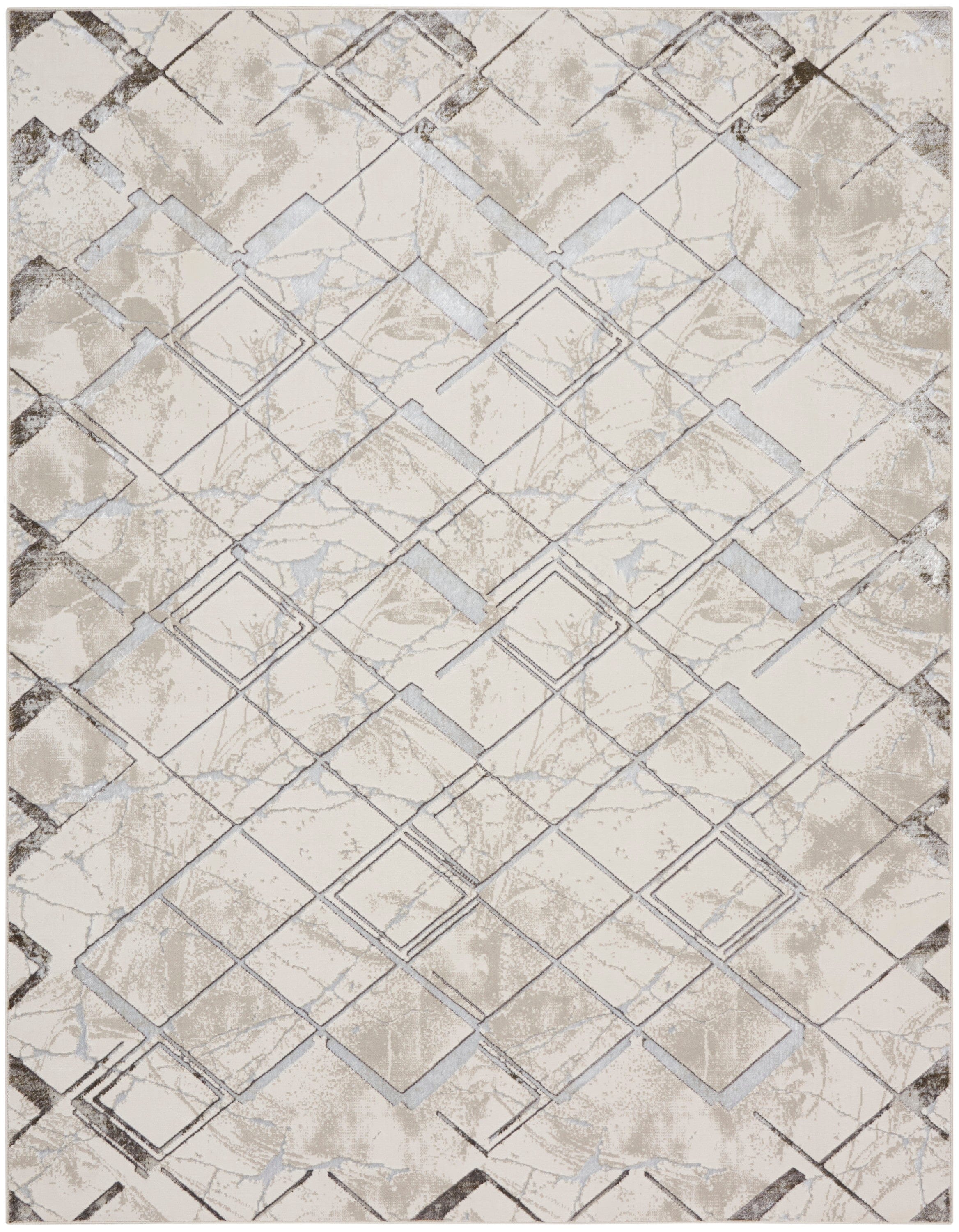 Nourison Glitz 9' x 12' Ivory/Grey Modern Indoor Rug Rug Nourison