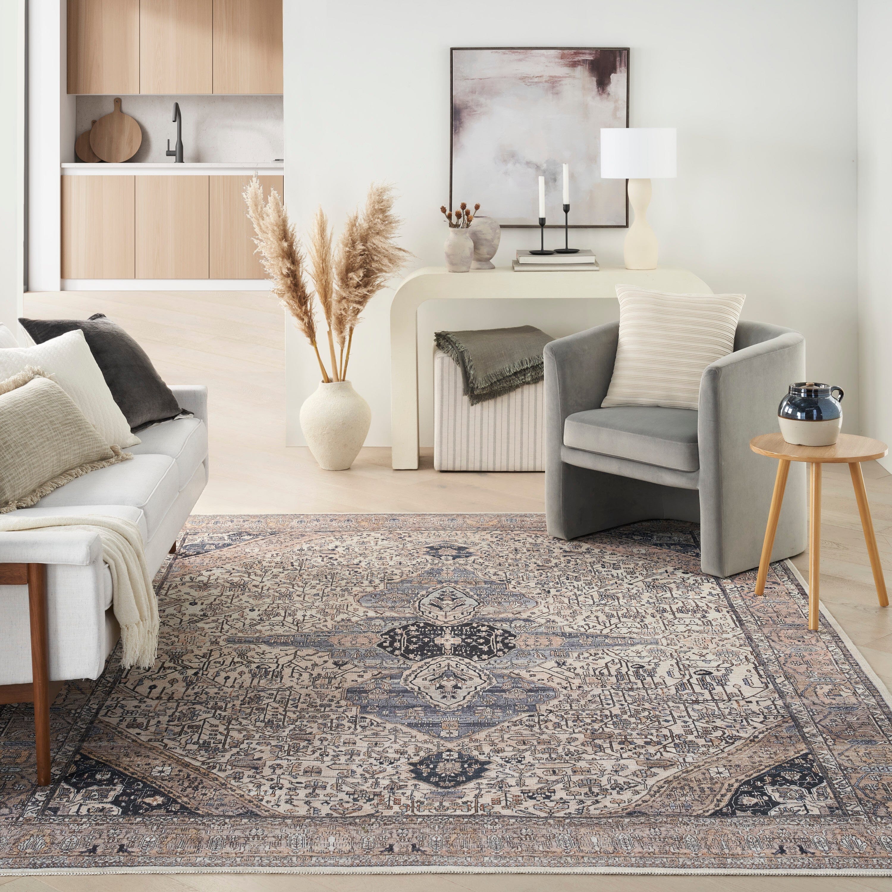 Nourison Grand Washables 7'10" x 9'10" Ivory Blue Vintage Indoor Rug Rug Nourison