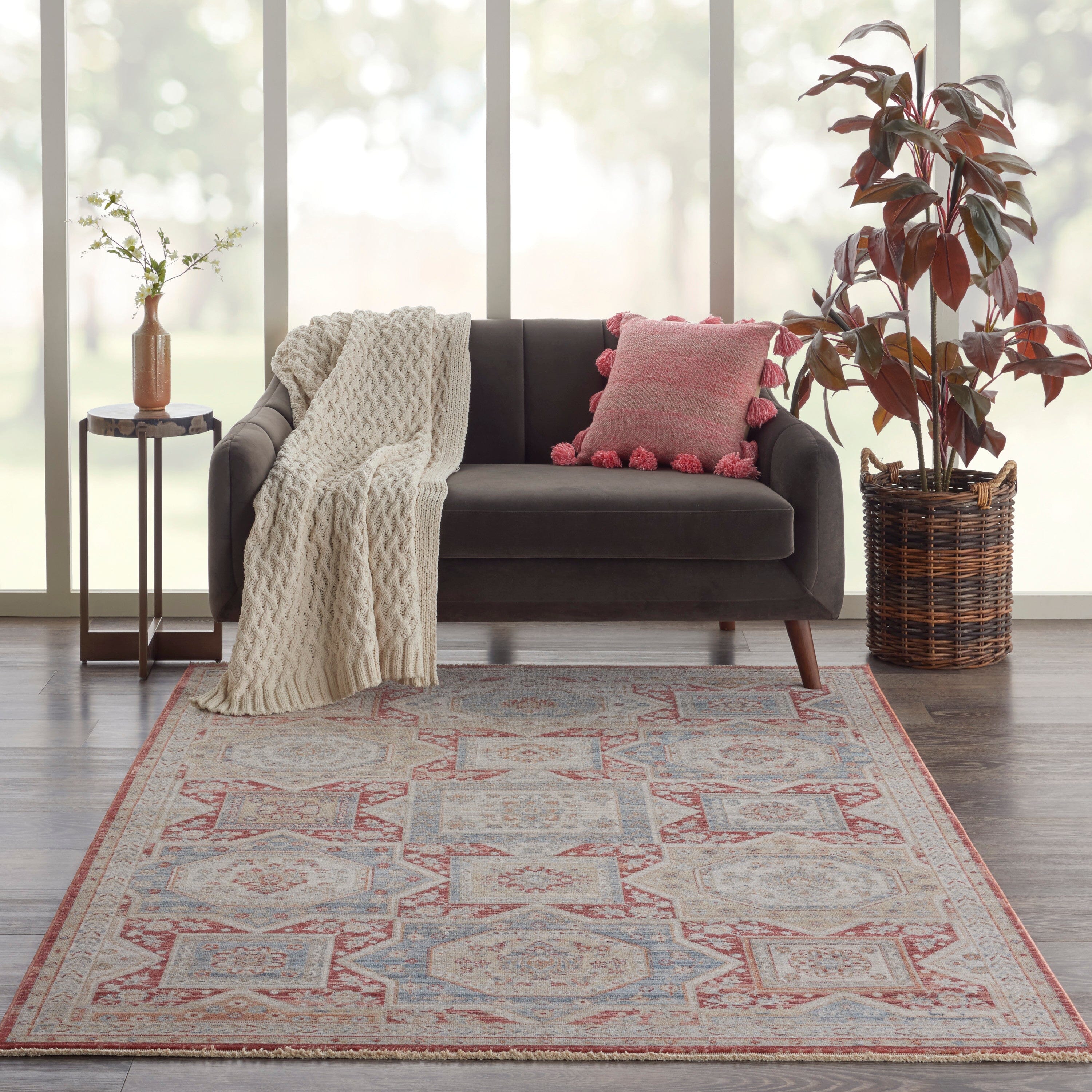 Nourison Homestead 5'3" x 7'8" Blue/Brick Vintage Indoor Rug Rug Nourison