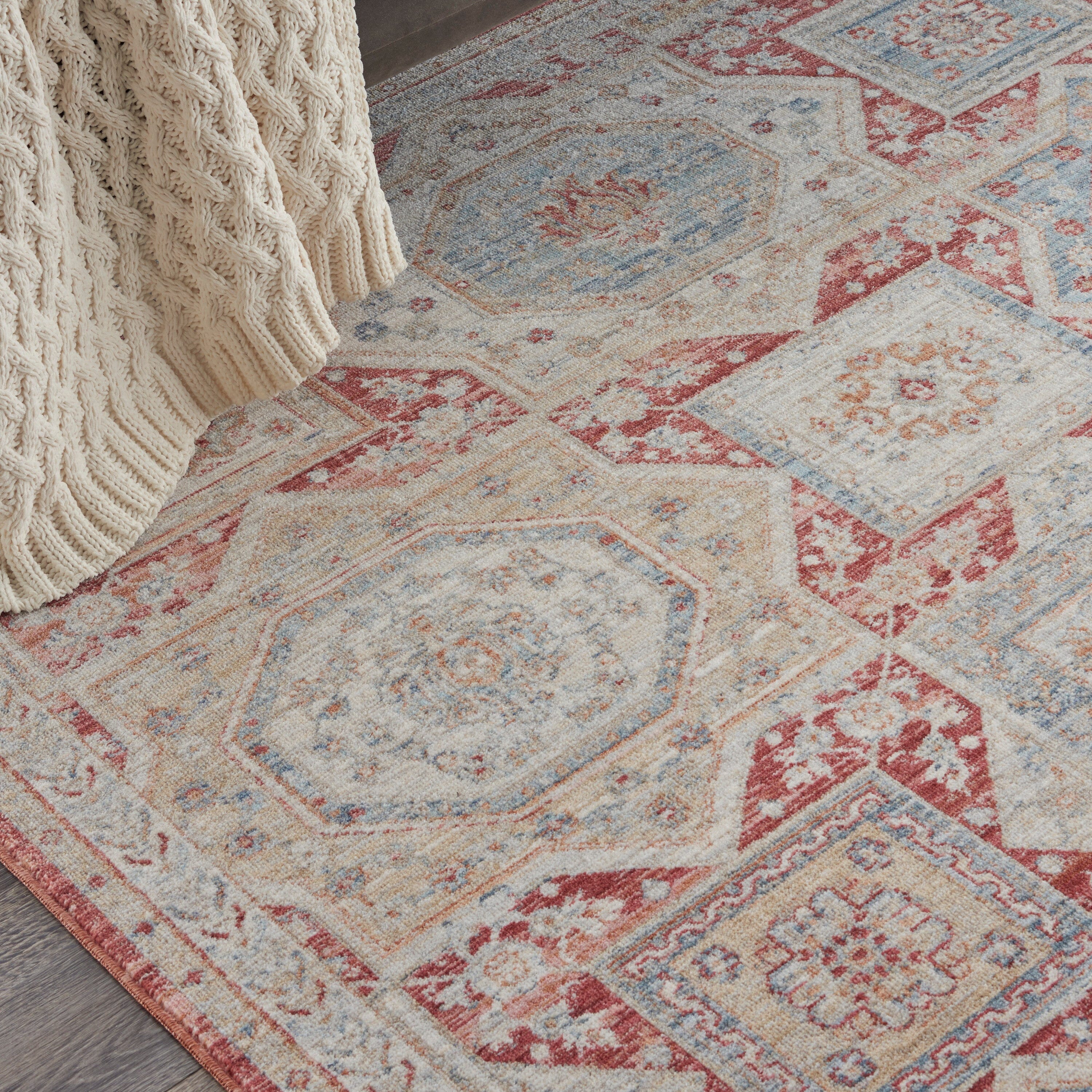 Nourison Homestead 5'3" x 7'8" Blue/Brick Vintage Indoor Rug Rug Nourison