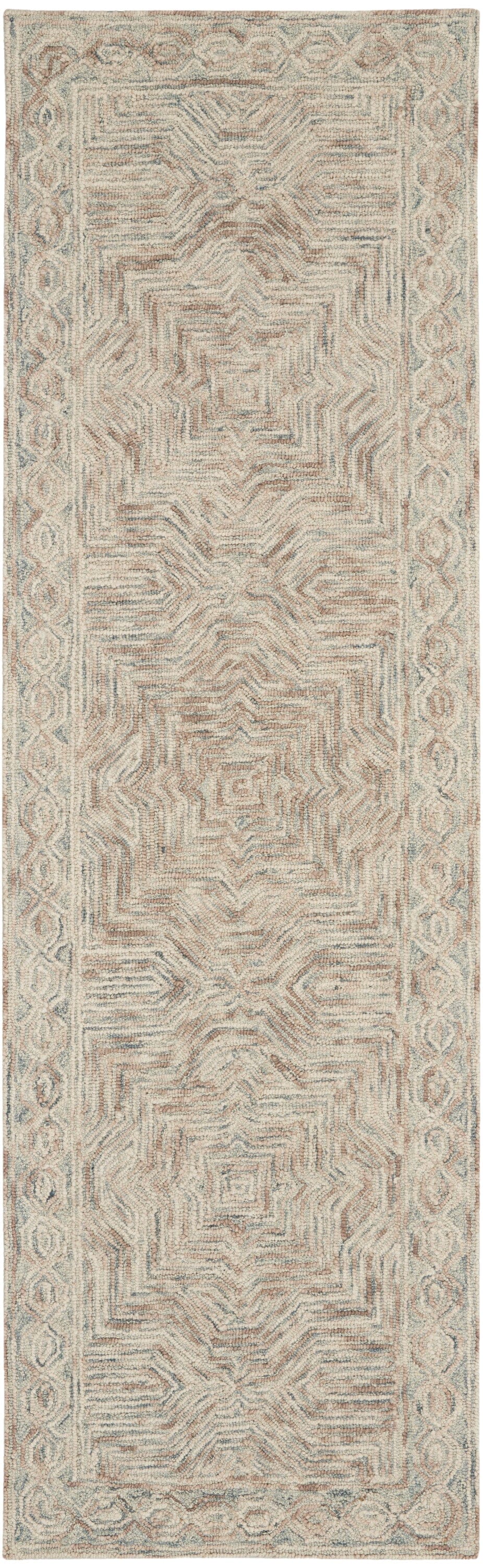 Nourison Interlock 2'3" x 7'6" Blue/Ivory Bohemian Indoor Rug Rug Nourison