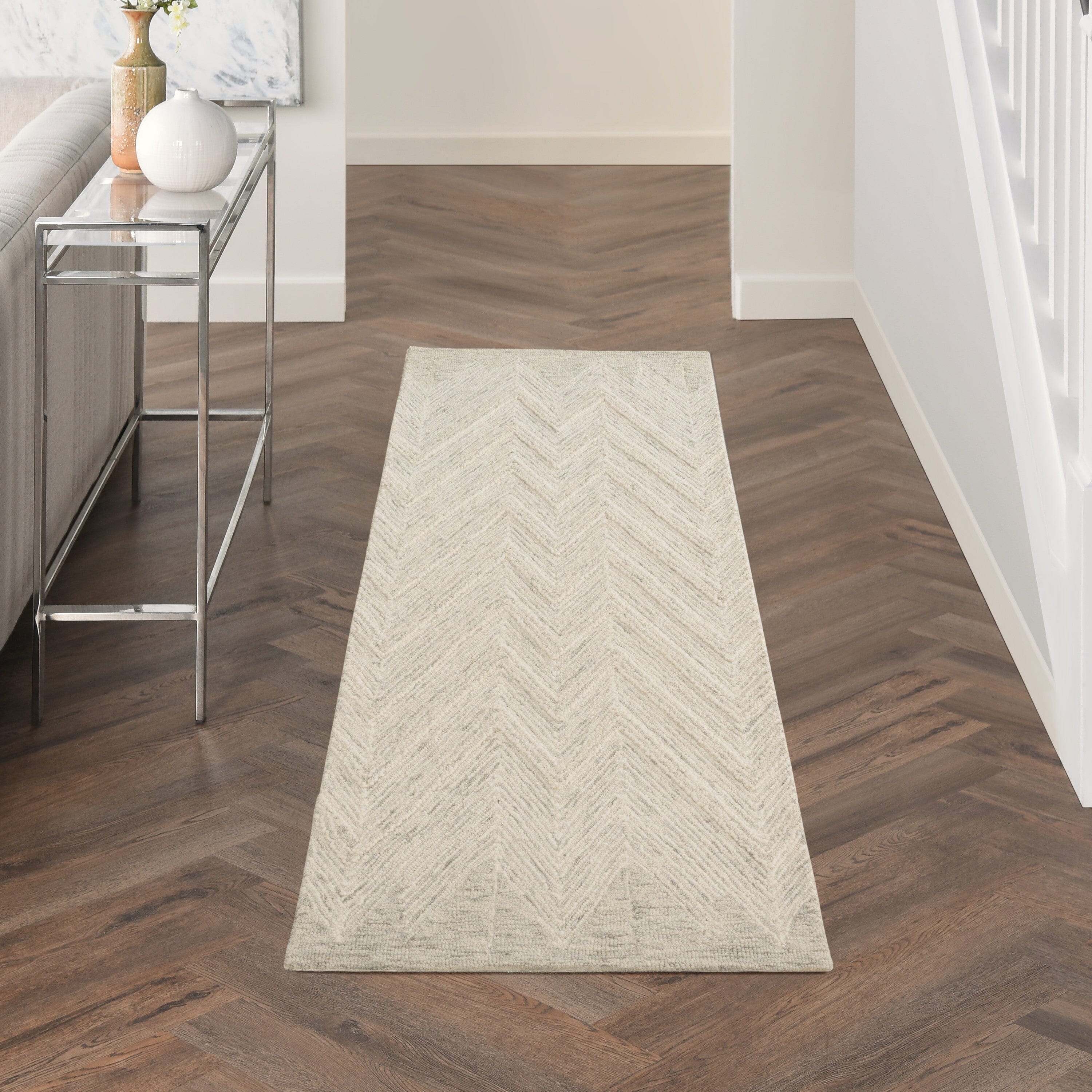 Nourison Interlock 2'3" x 7'6" Ivory/Grey Modern Indoor Rug Rug Nourison