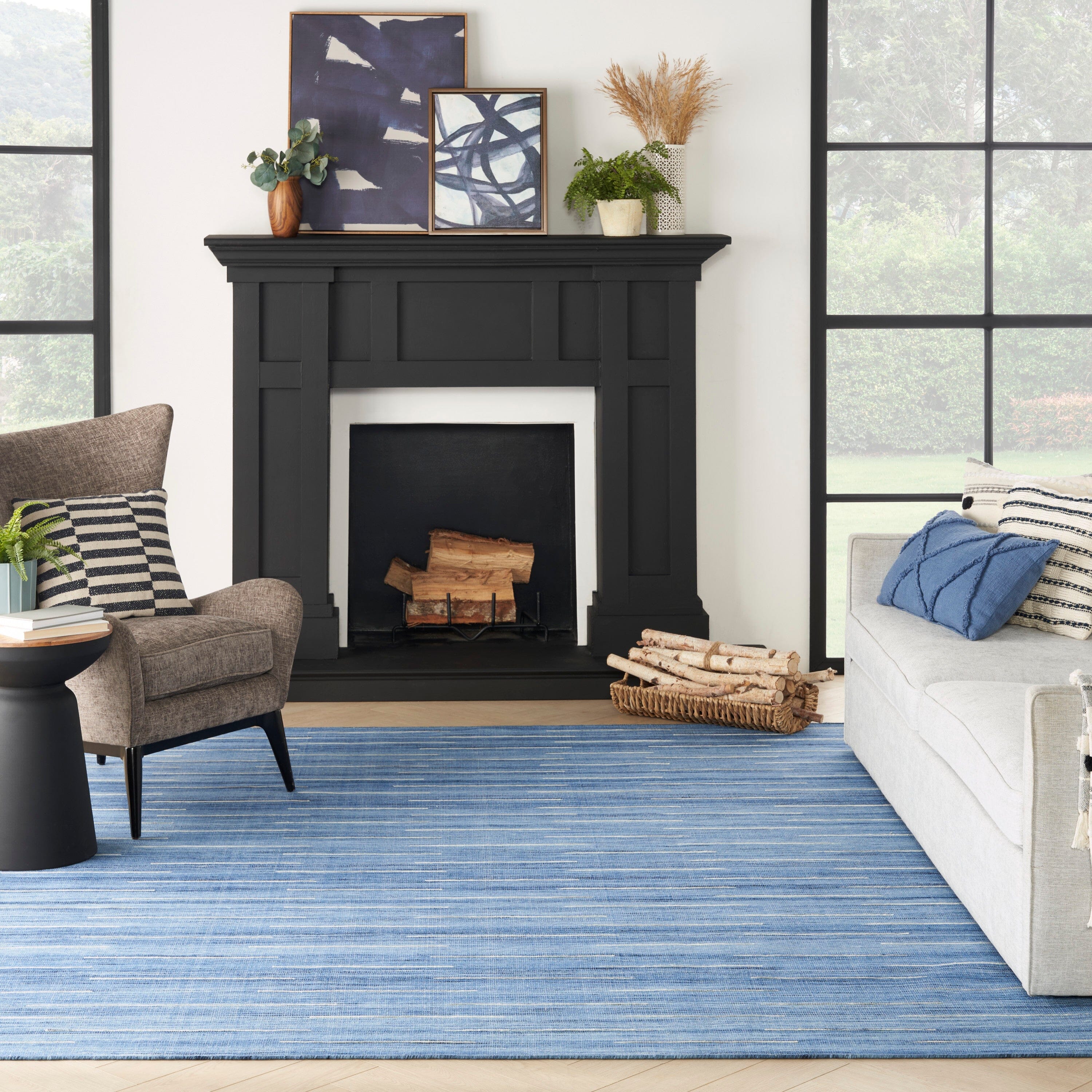 Nourison Interweave 9' x 12' Denim Modern Indoor Rug Rug Nourison