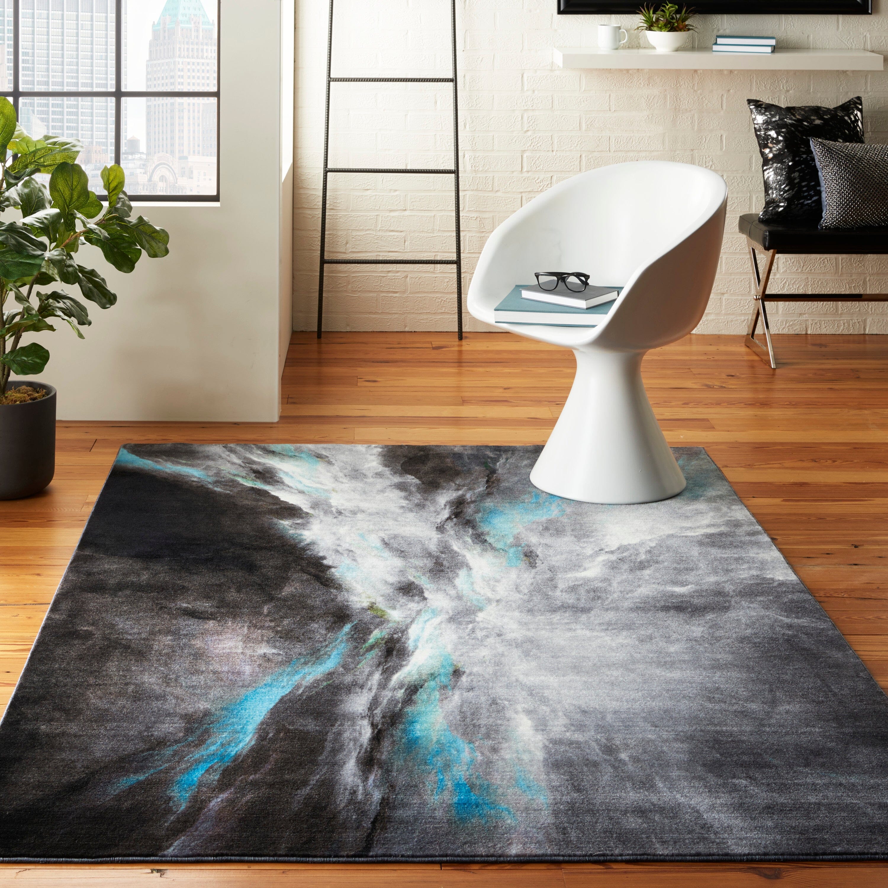 Nourison Le Reve 5'3" x 7'3" Charcoal/Multicolor Modern Indoor Rug Rug Nourison