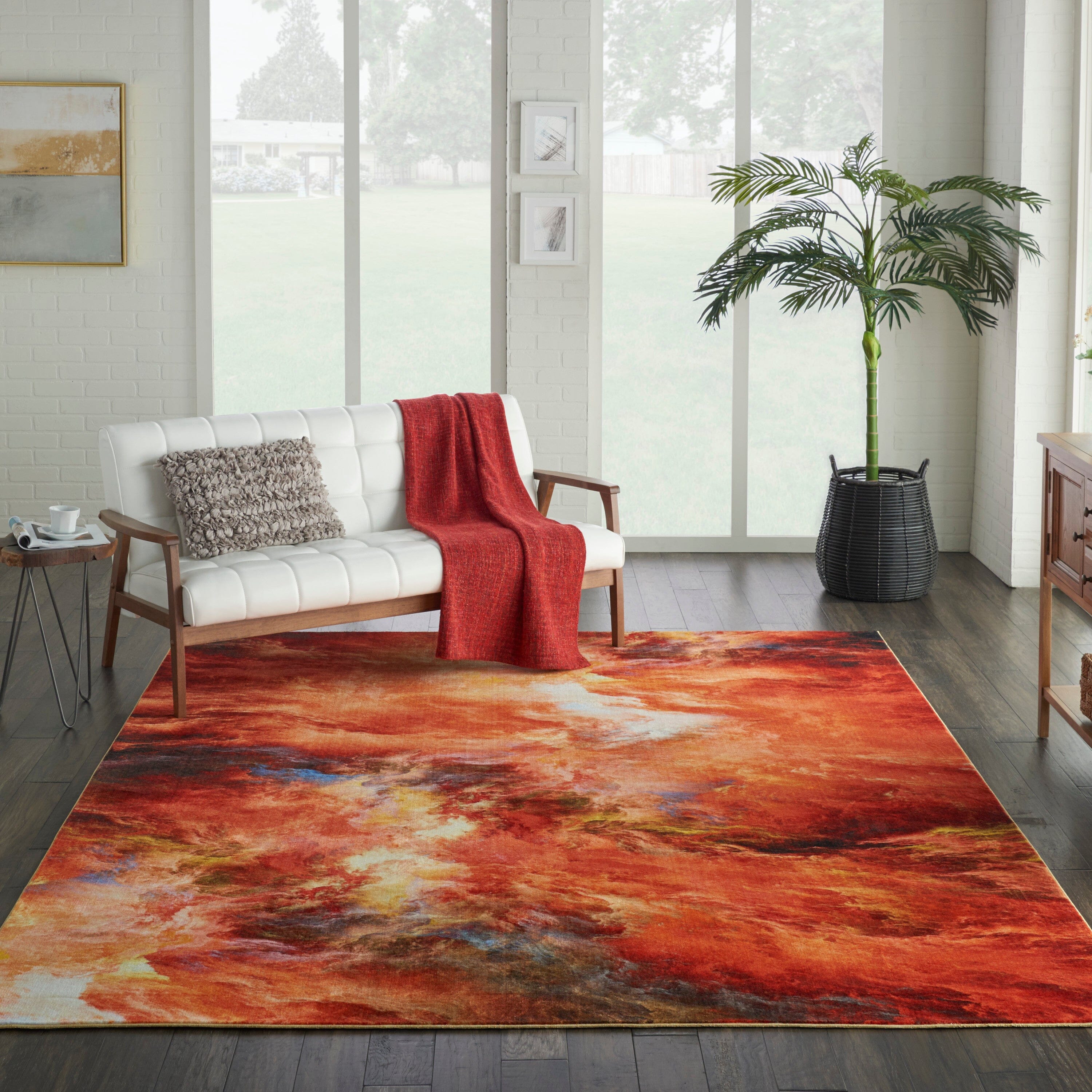 Nourison Le Reve 7'9" x 9'9" Red Flame Modern Indoor Rug Rug Nourison