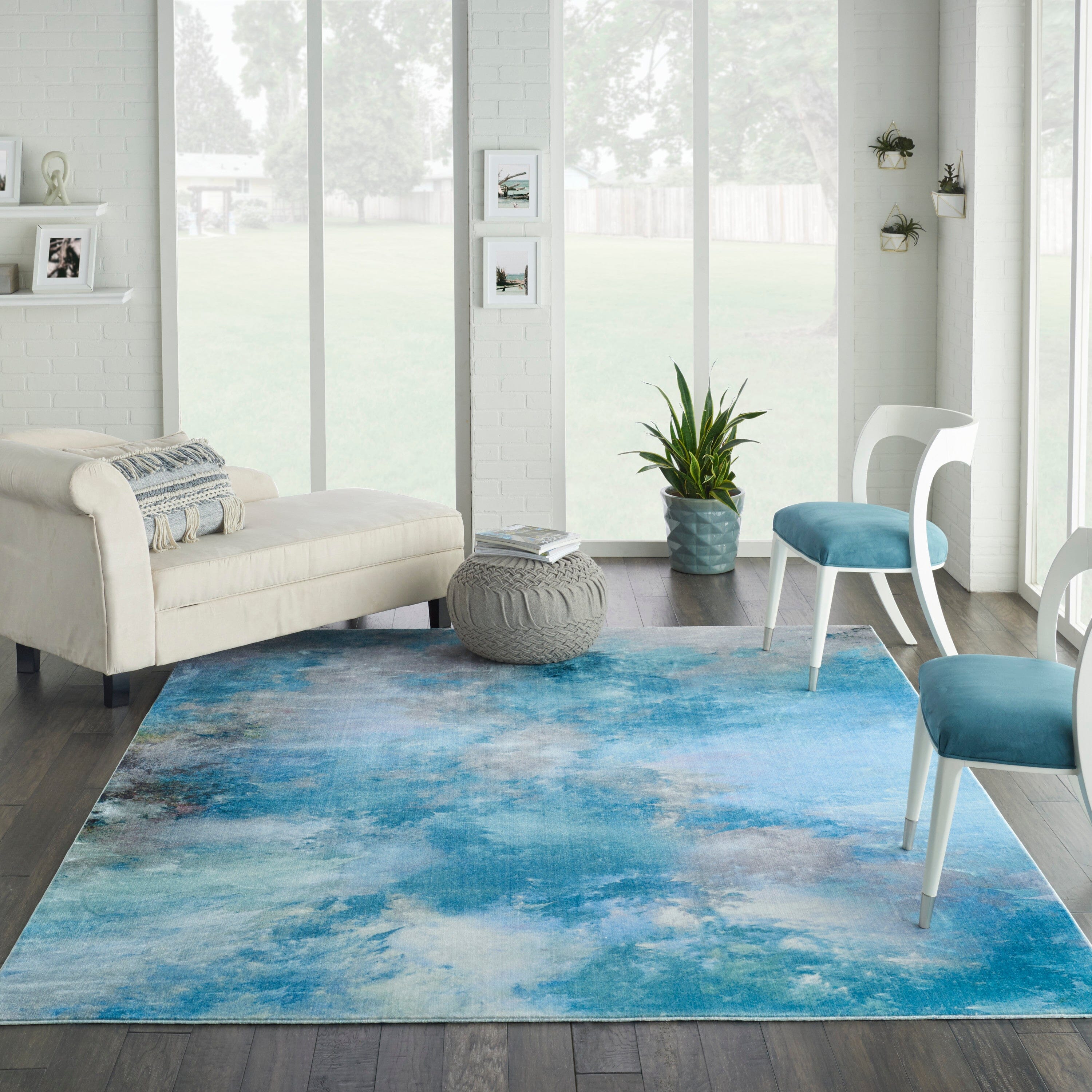 Nourison Le Reve 7'9" x 9'9" Seafoam Modern Indoor Rug Rug Nourison