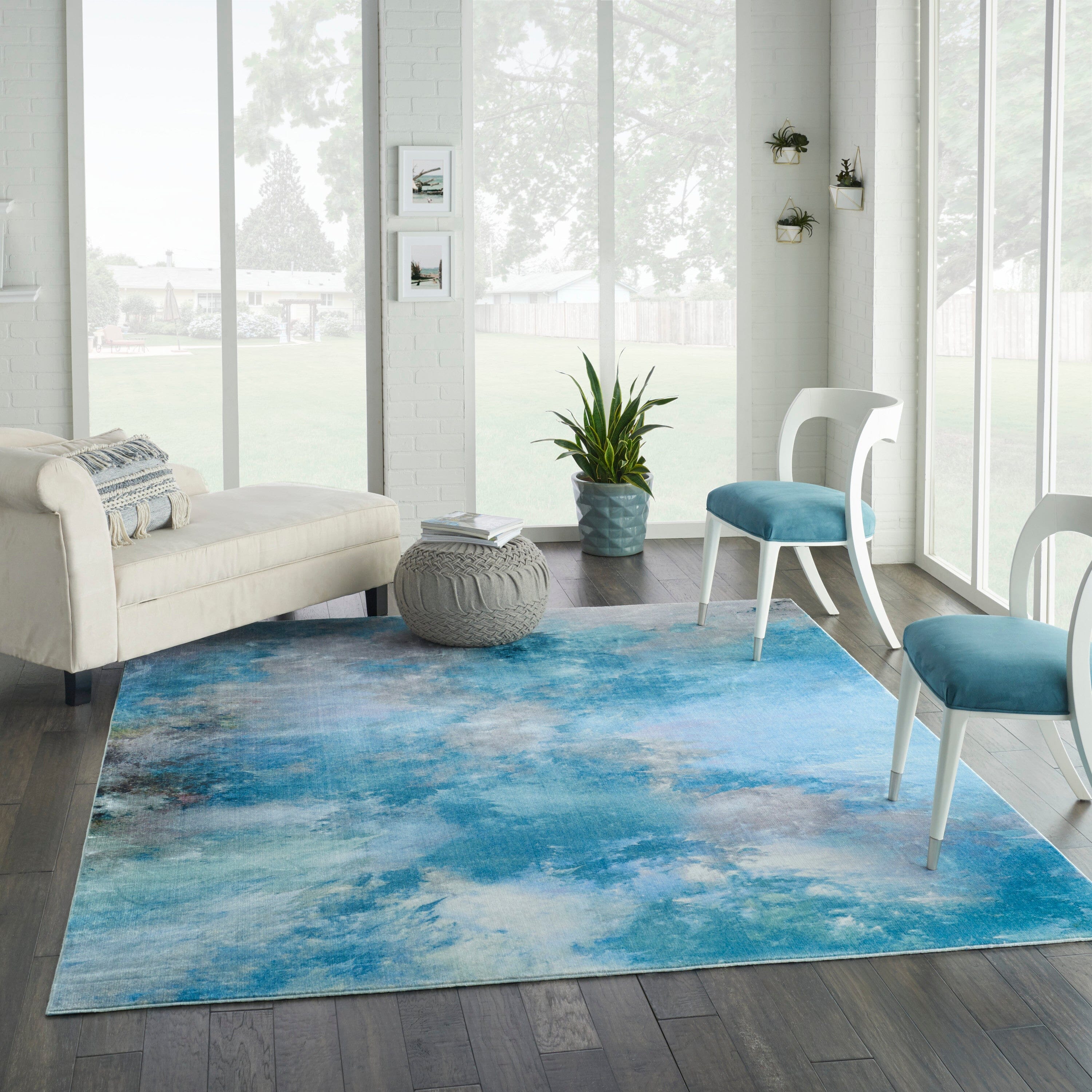 Nourison Le Reve 7'9" x 9'9" Seafoam Modern Indoor Rug Rug Nourison