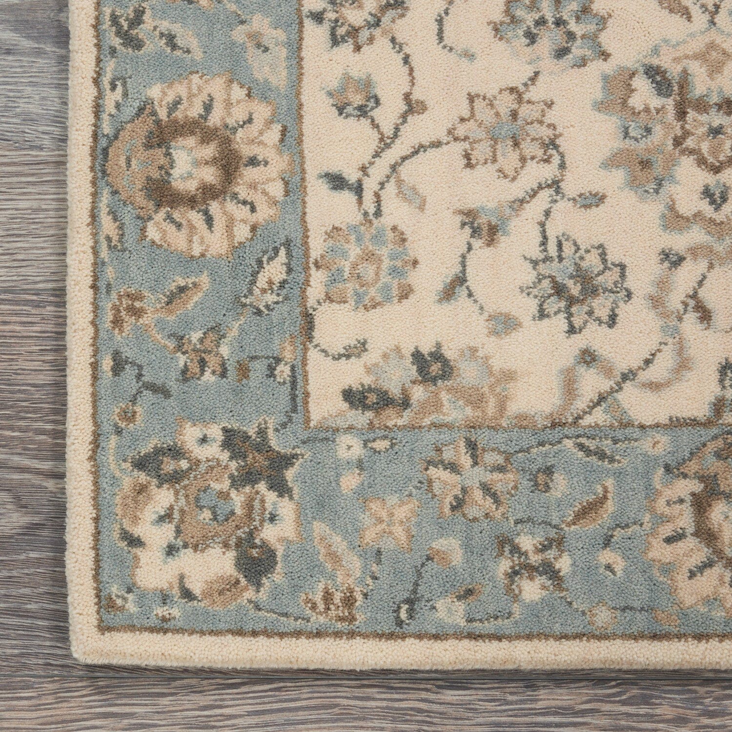 Nourison Living Treasures 2'6" x 12' Ivory/Aqua Farmhouse Indoor Rug Rug Nourison