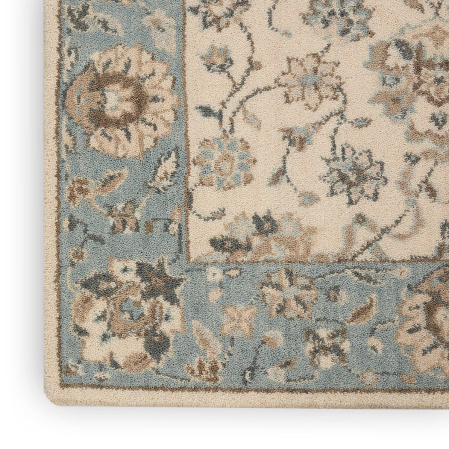 Nourison Living Treasures 2'6" x 12' Ivory/Aqua Farmhouse Indoor Rug Rug Nourison