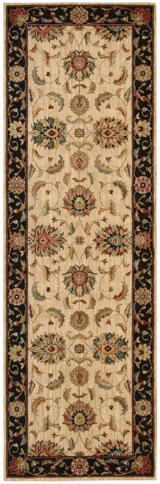 Nourison Living Treasures 2'6" x 8' Ivory/Black Traditional Indoor Rug Rug Nourison