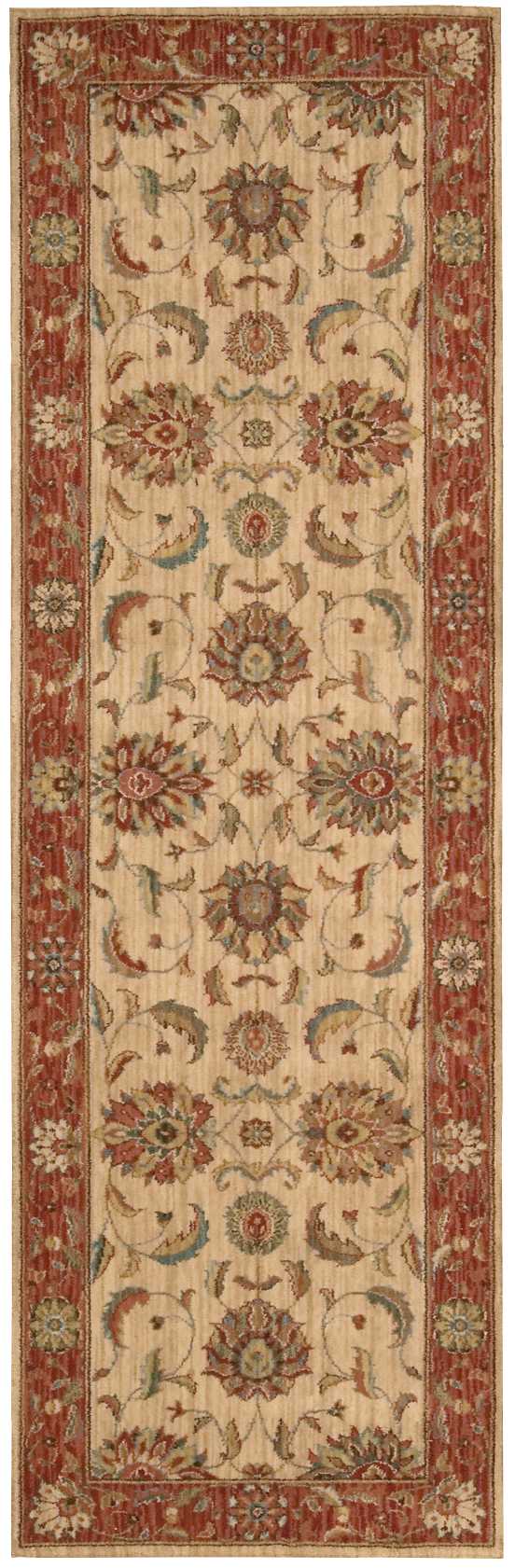 Nourison Living Treasures 2'6" x 8' Ivory/Red Traditional Indoor Rug Rug Nourison