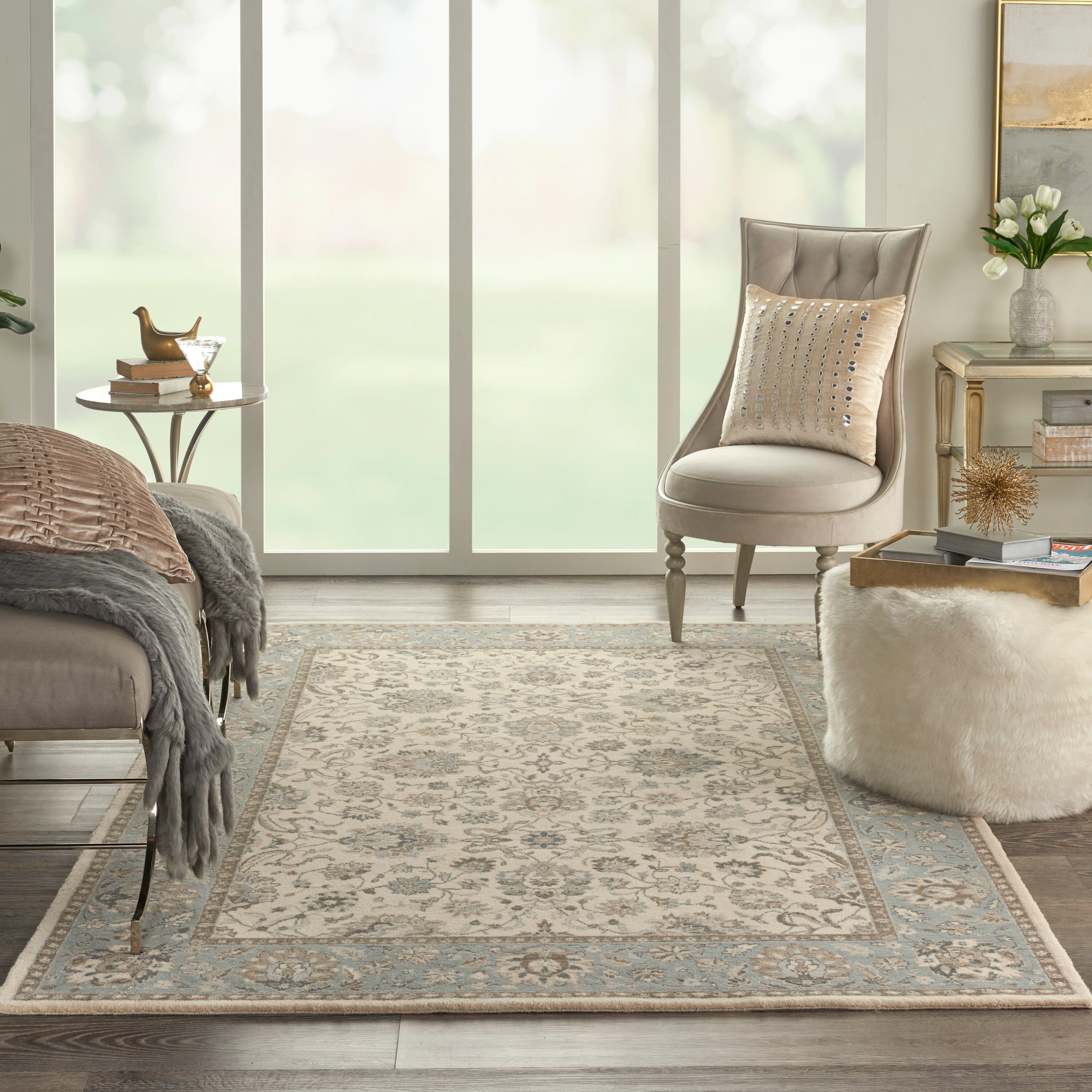 Nourison Living Treasures 3'6' x 5'6' Ivory/Aqua Farmhouse Indoor