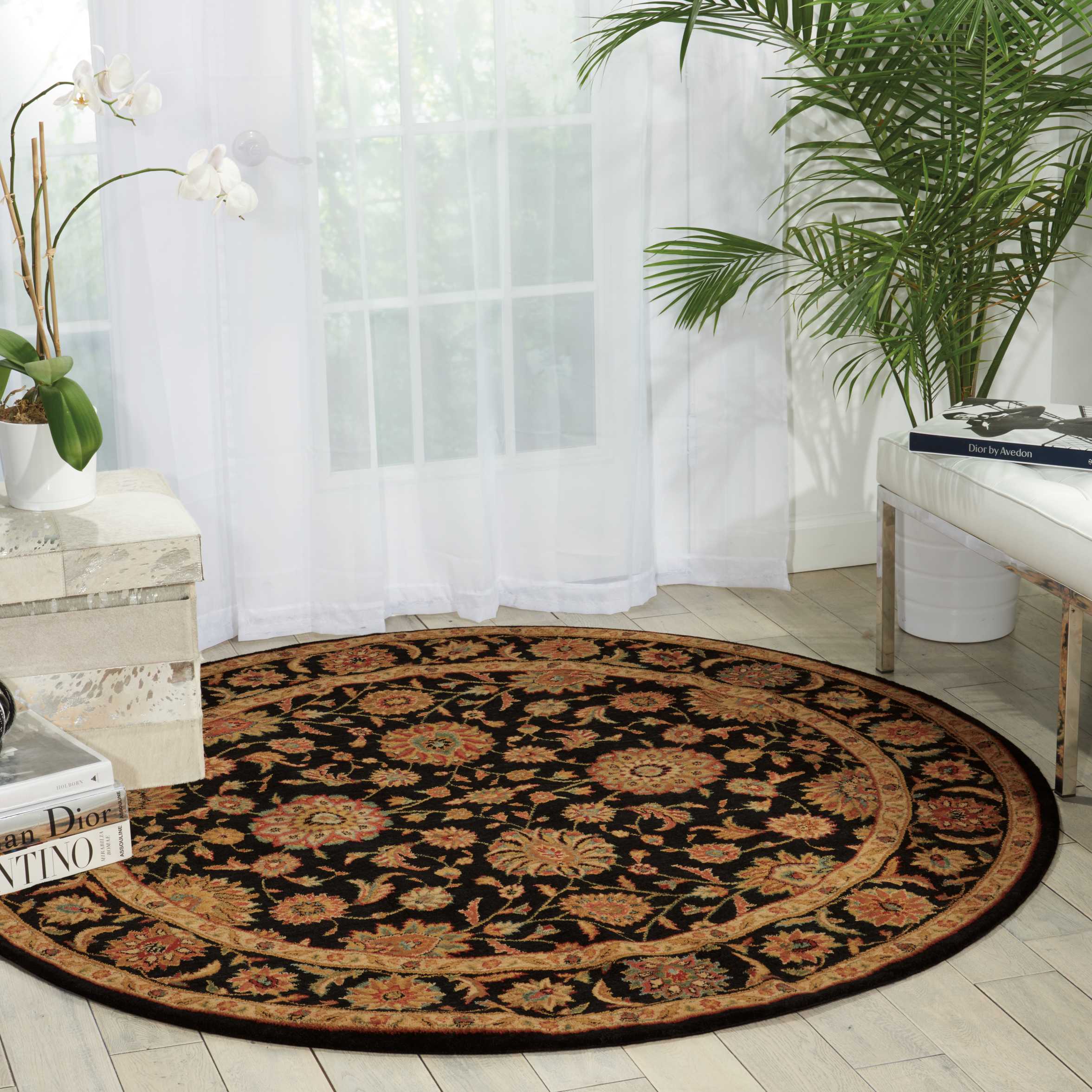 Nourison Living Treasures 5'10" x Round Black Traditional Indoor Rug Rug Nourison