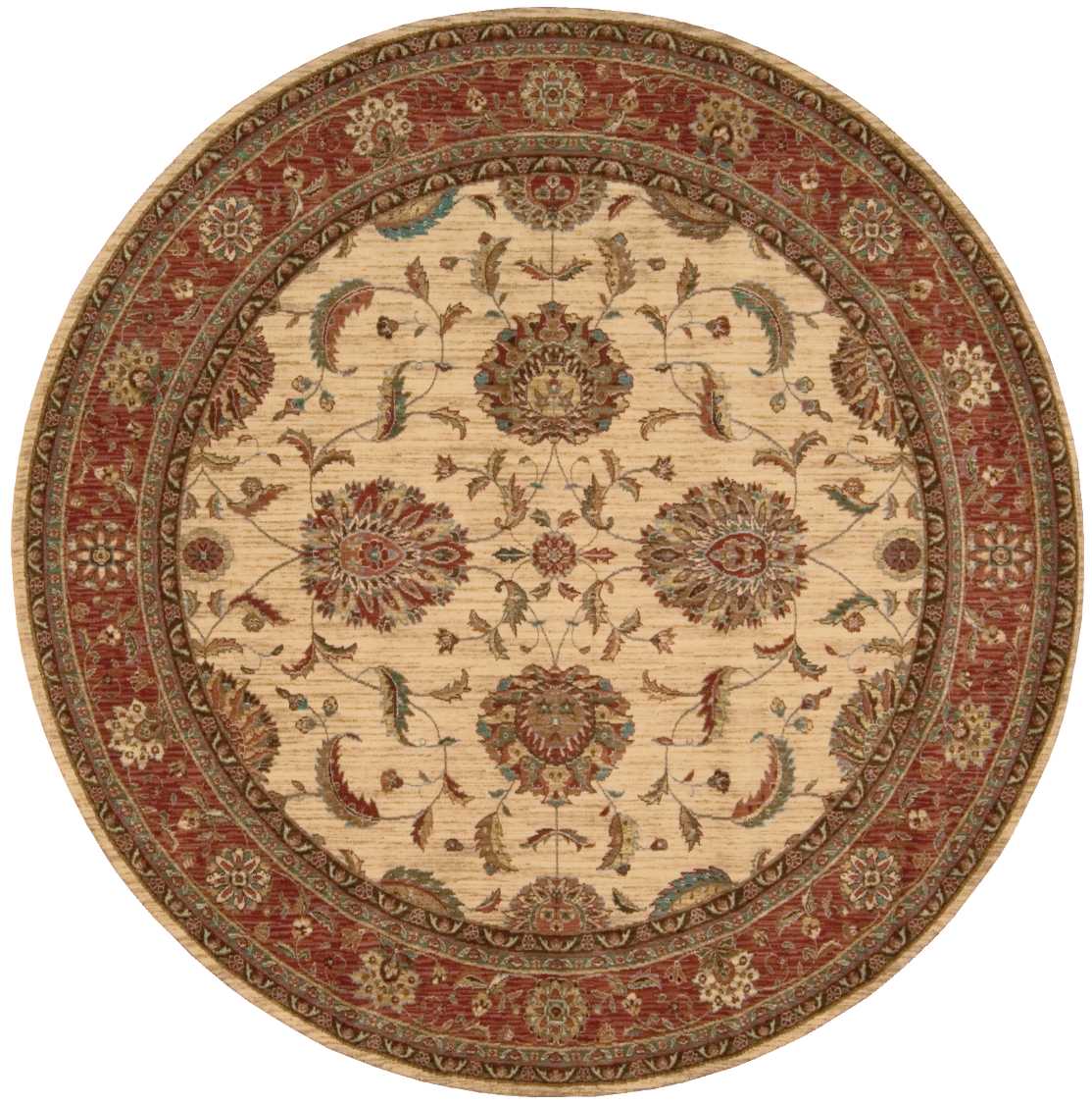 Nourison Living Treasures 5'10" x Round Ivory/Red Traditional Indoor Rug Rug Nourison