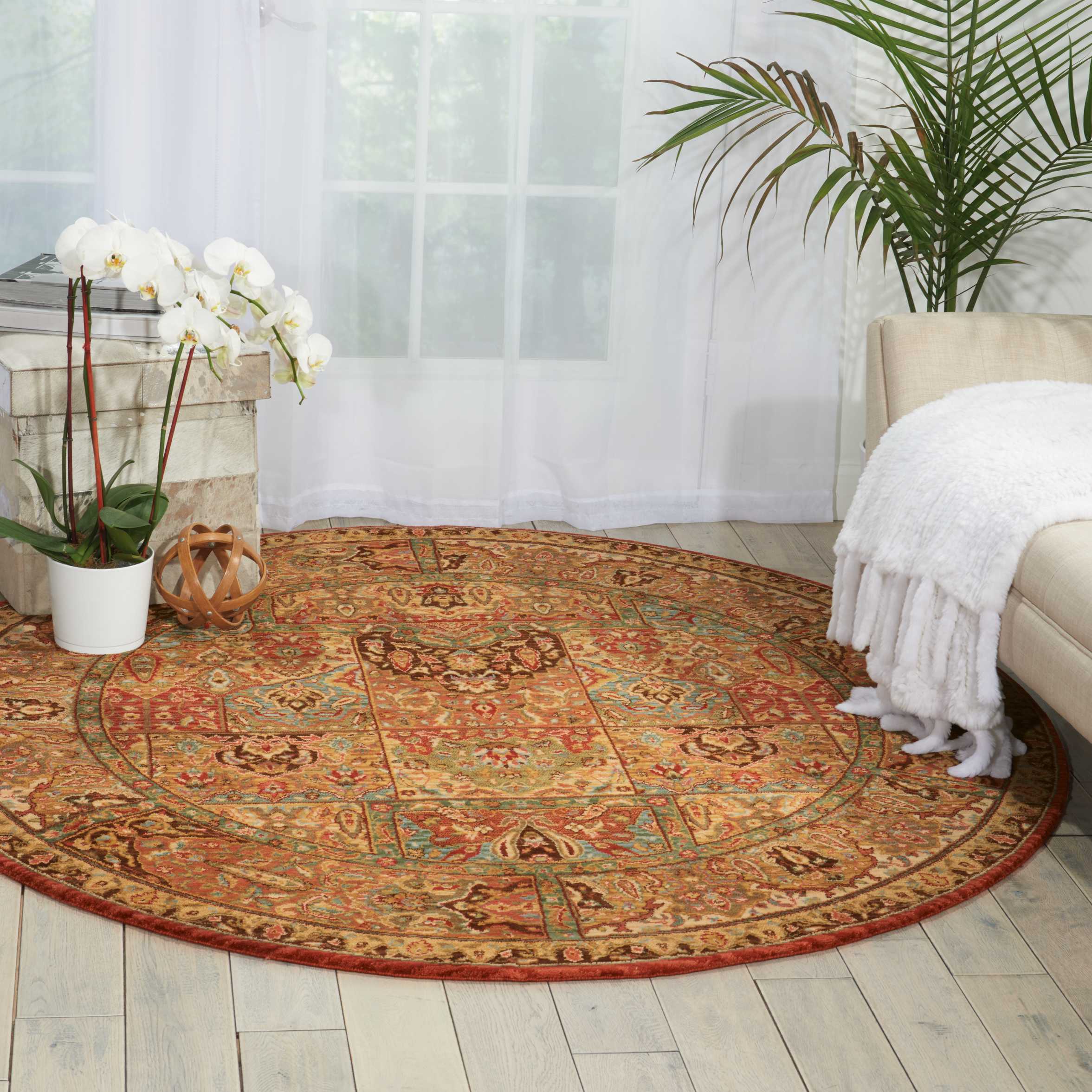 Nourison Living Treasures 5'10" x Round Multicolor Traditional Indoor Rug Rug Nourison
