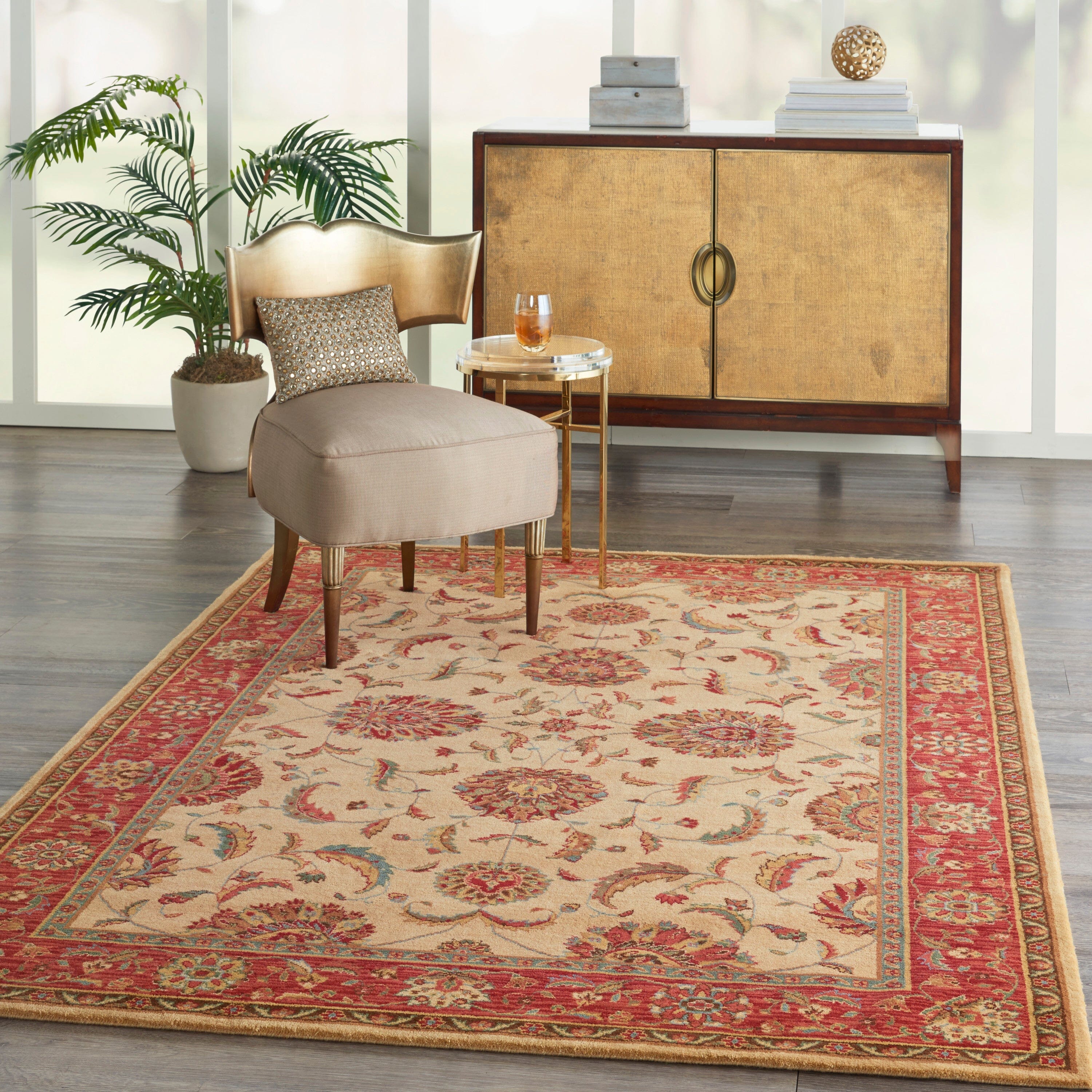 Nourison Living Treasures 5'6" x 8'3" Ivory/Red Traditional Indoor Rug Rug Nourison